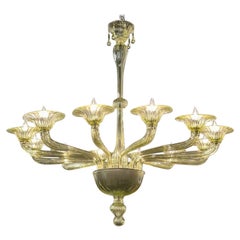Lampadario moderno in vetro di Murano color oliva