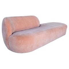 Modern One Arm Slipper Sofa by Lee Industries, Blush Pink Velvet, USA