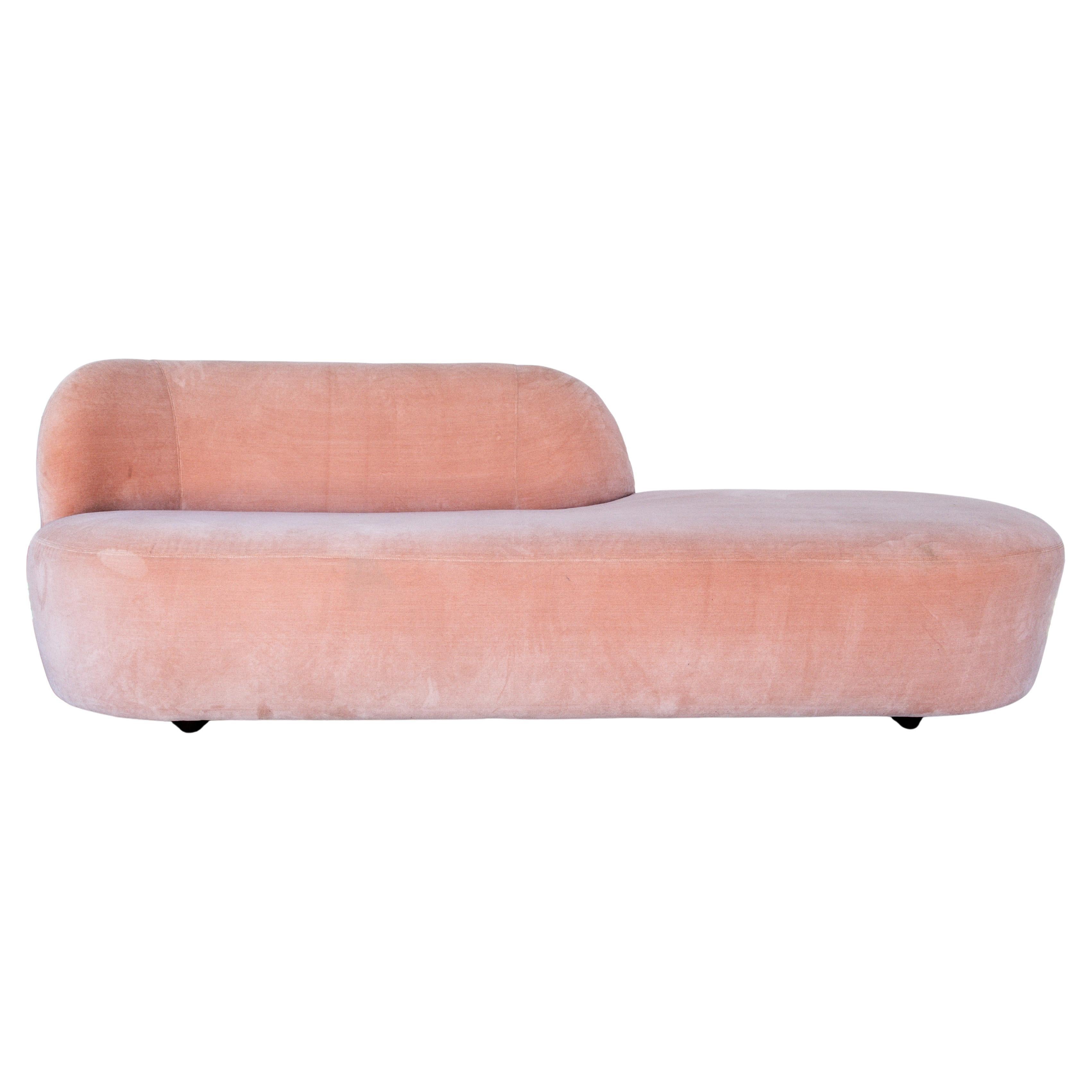 Modern One Arm Slipper Sofa in Velvet