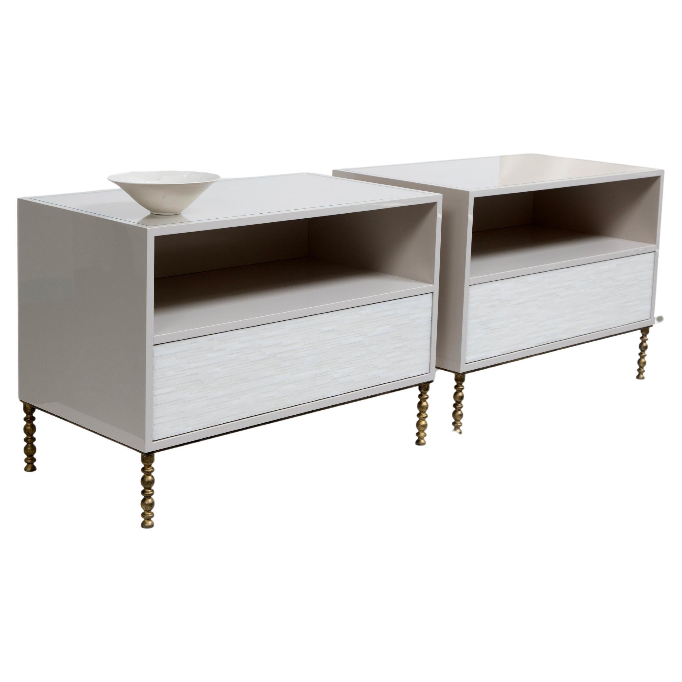 Modern One Drawer-One Shelf Glass Nightstands By Ercole  For Sale