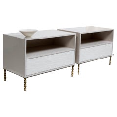 Modern One Drawer-One Shelf Glass Nightstands By Ercole 