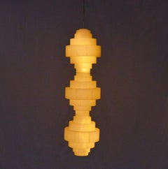 Modern One-of-a-kind Handmade Japanese Washi Paper LED Pendant Lamp, Croissant
