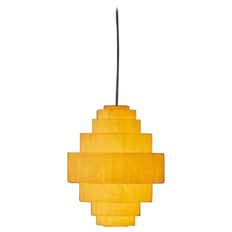 Modern One-of-a-kind Handmade Japanese Washi Paper LED Pendant Lamp, Croissant For Sale