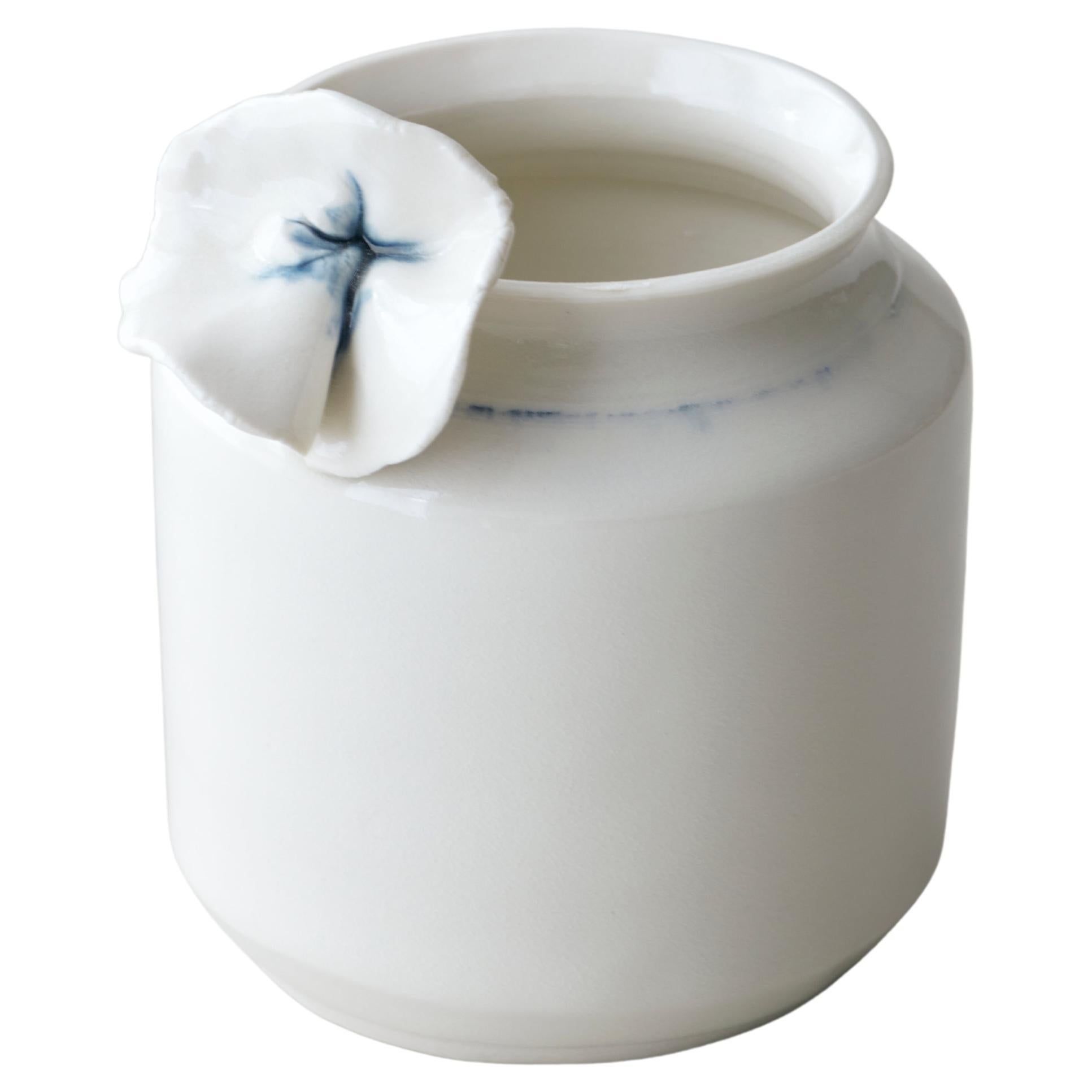 Modern One-of-a-kind Handmade Porcelain Vase with Porcelain Flower