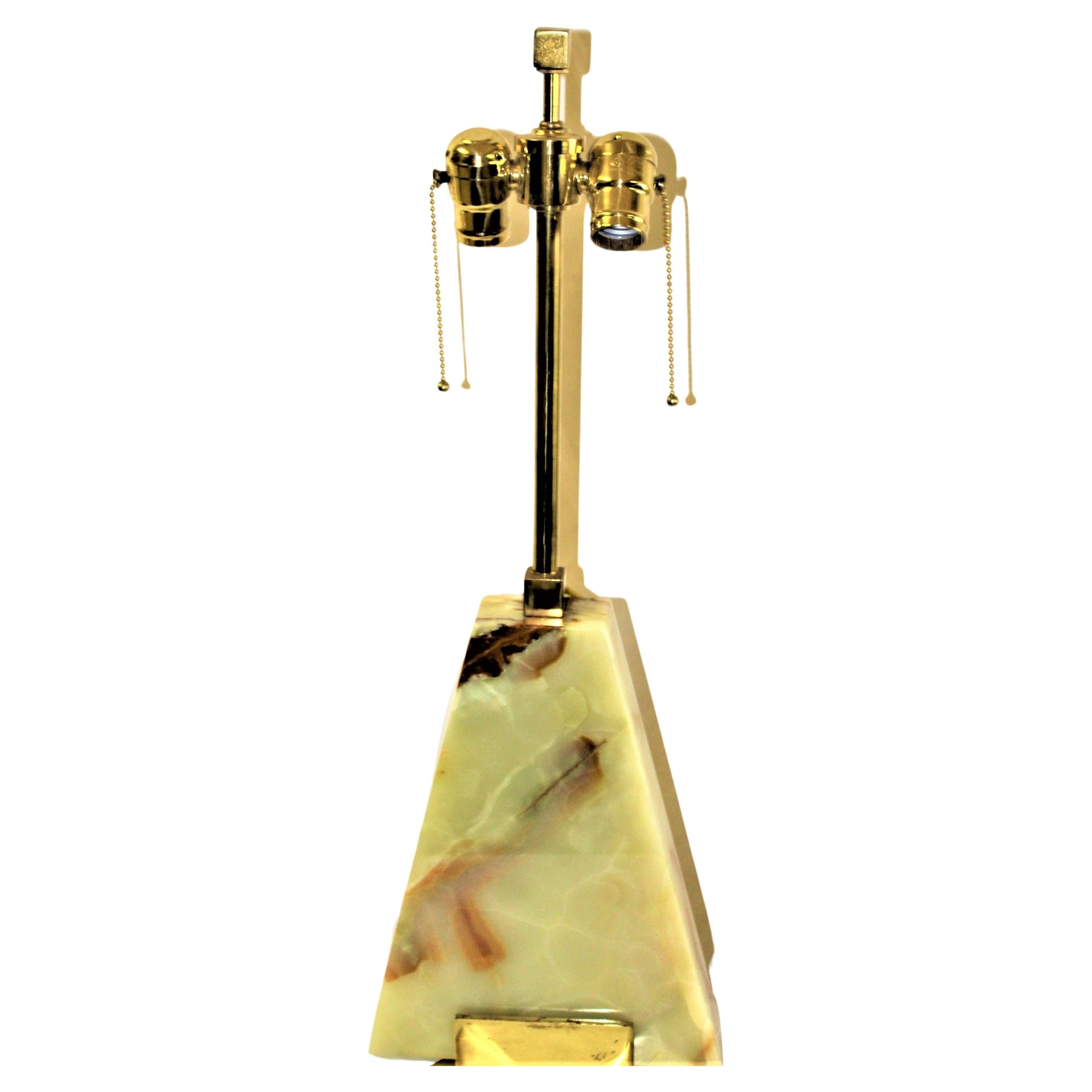 Modern Onyx & Brass Lamp For Sale
