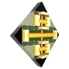 Modern Op Art Structurist Relief Three Dimensional Abstract Wall Sculpture 1985