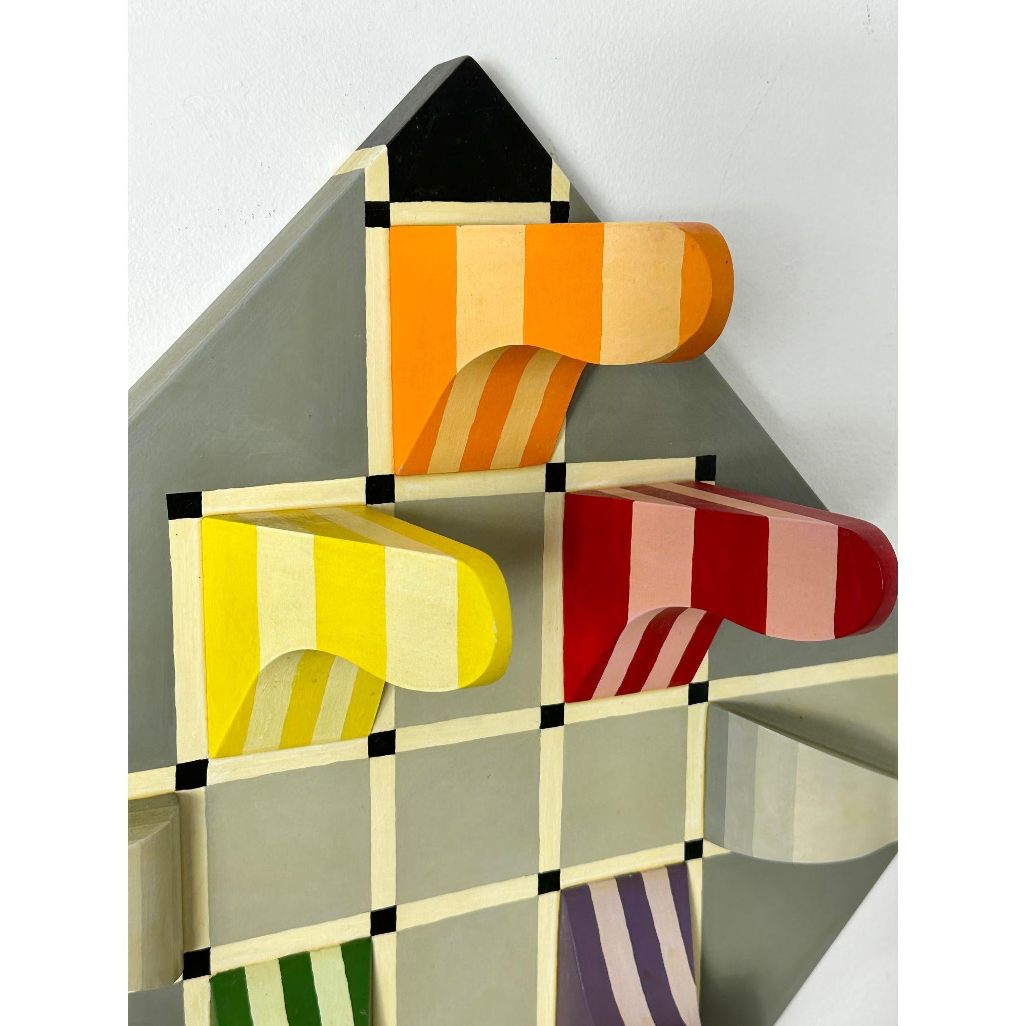 20th Century Modern Op Art Structurist Relief Three Dimensional Abstract Wall Sculpture 1985 For Sale