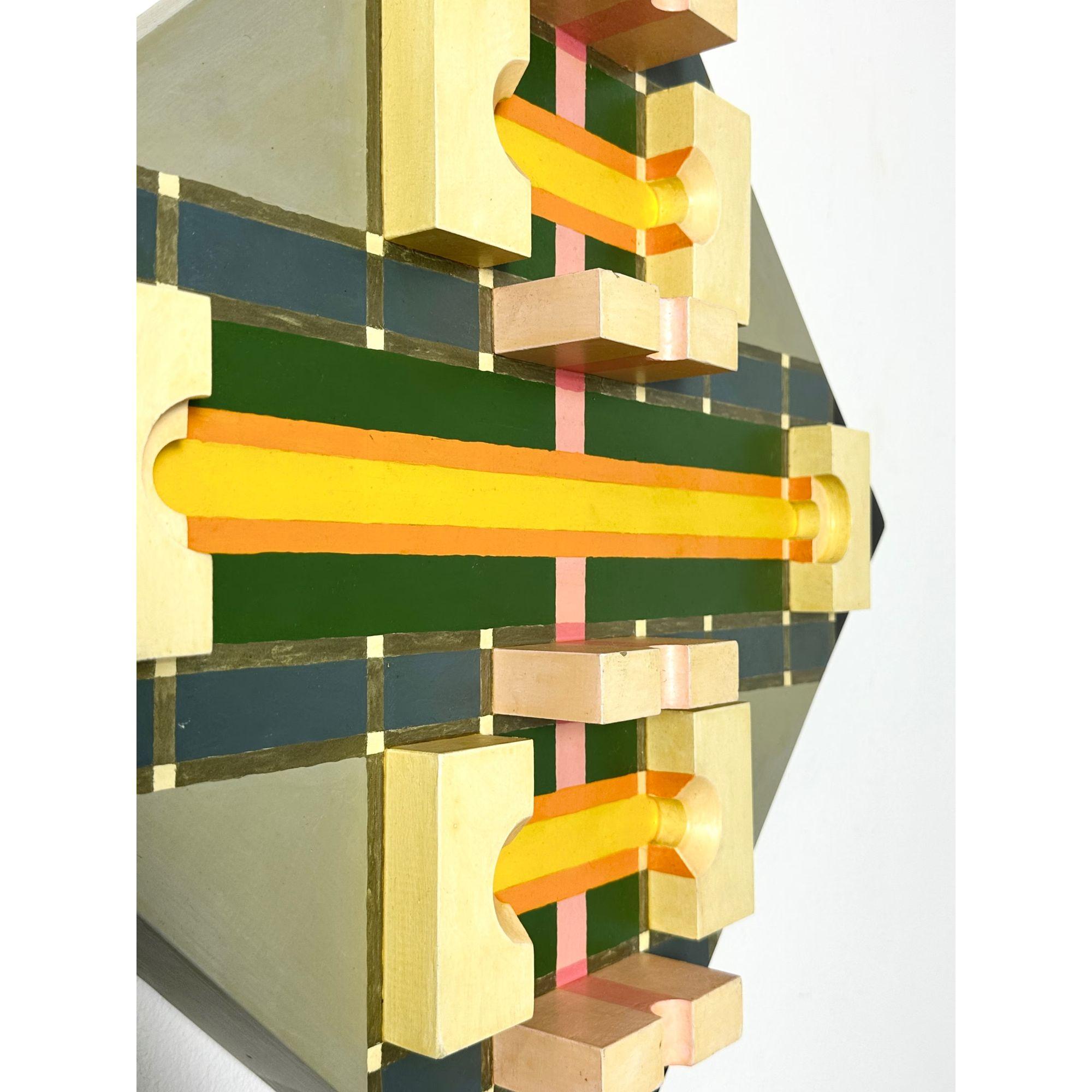 XX secolo Scultura da parete astratta tridimensionale in rilievo Op Art moderna 1985 in vendita
