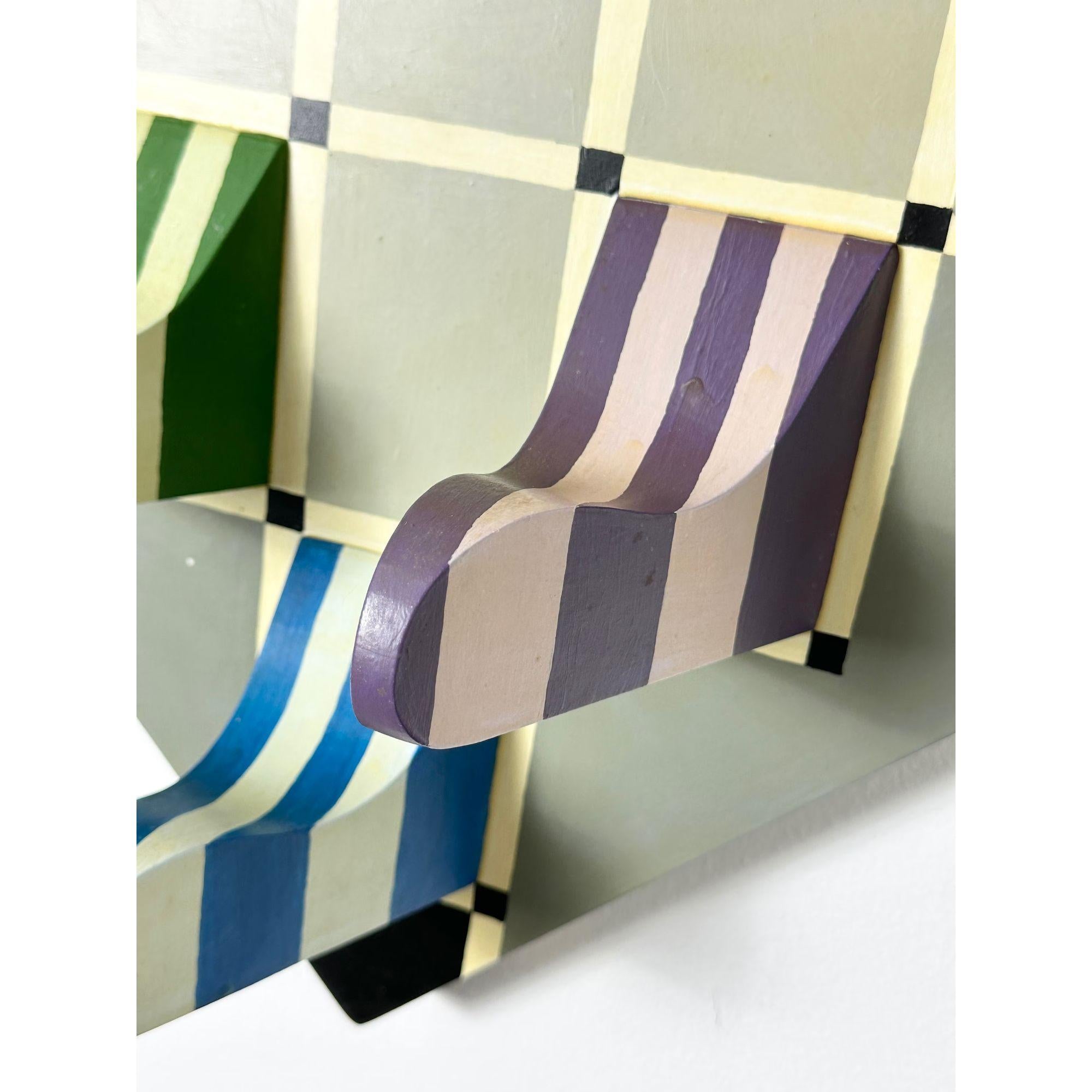 Wood Modern Op Art Structurist Relief Three Dimensional Abstract Wall Sculpture 1985 For Sale