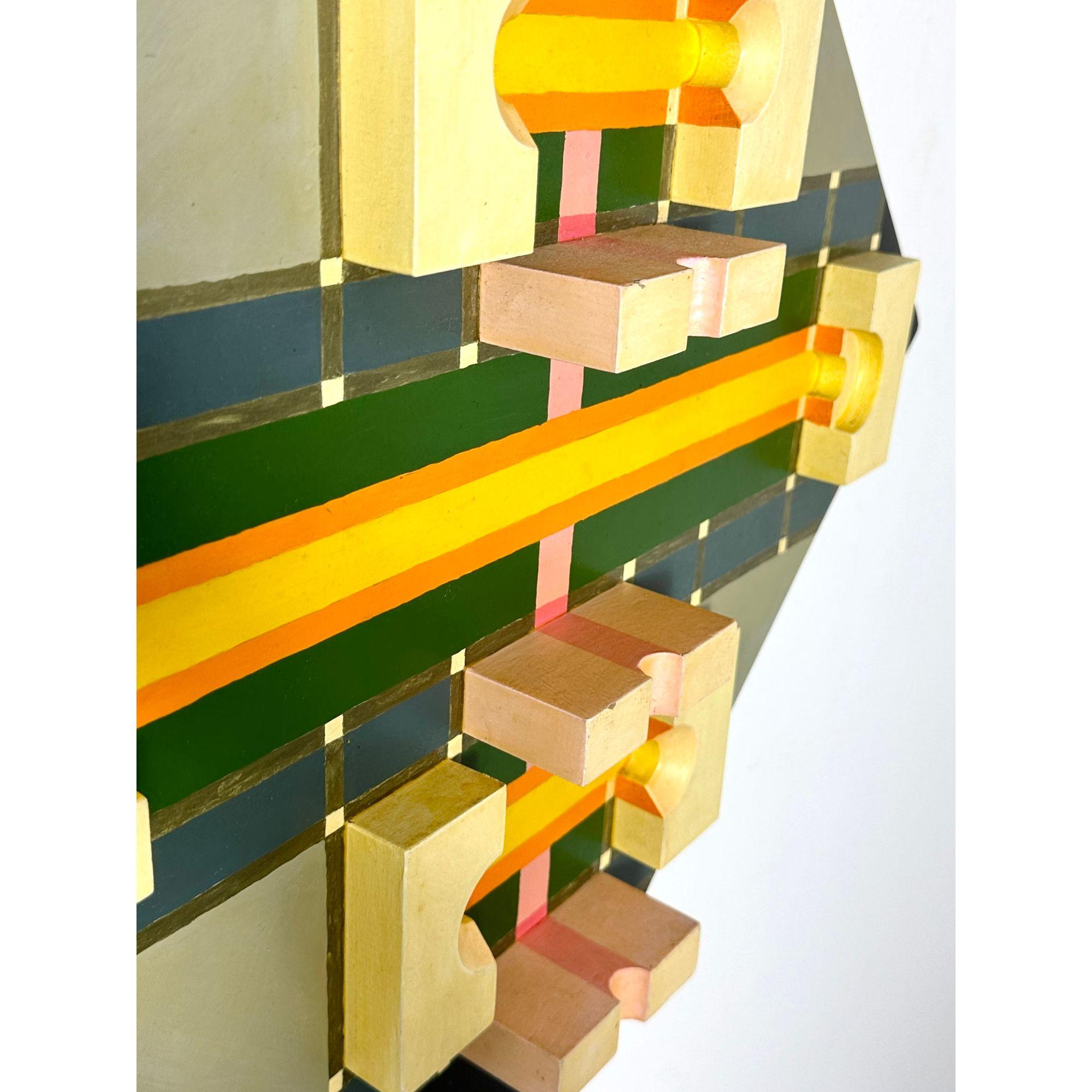 Scultura da parete astratta tridimensionale in rilievo Op Art moderna 1985 in vendita 1