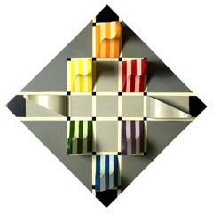 Op Art Moderno Relieve Estructurista Escultura de Pared Abstracta Tridimensional 1985