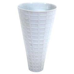 Modern Op-Art White Porcelain Bisque Vase