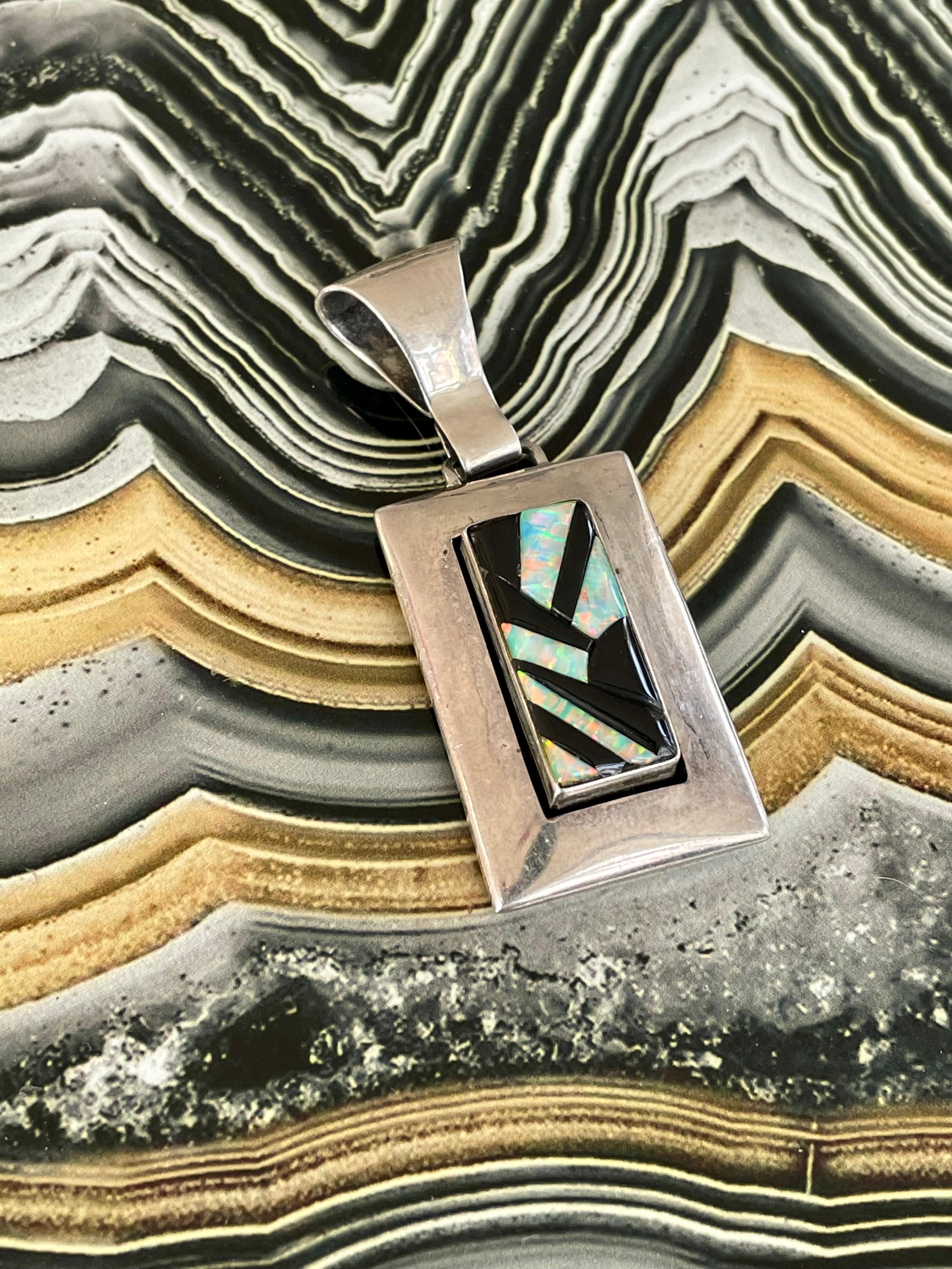 black onyx inlay pendant