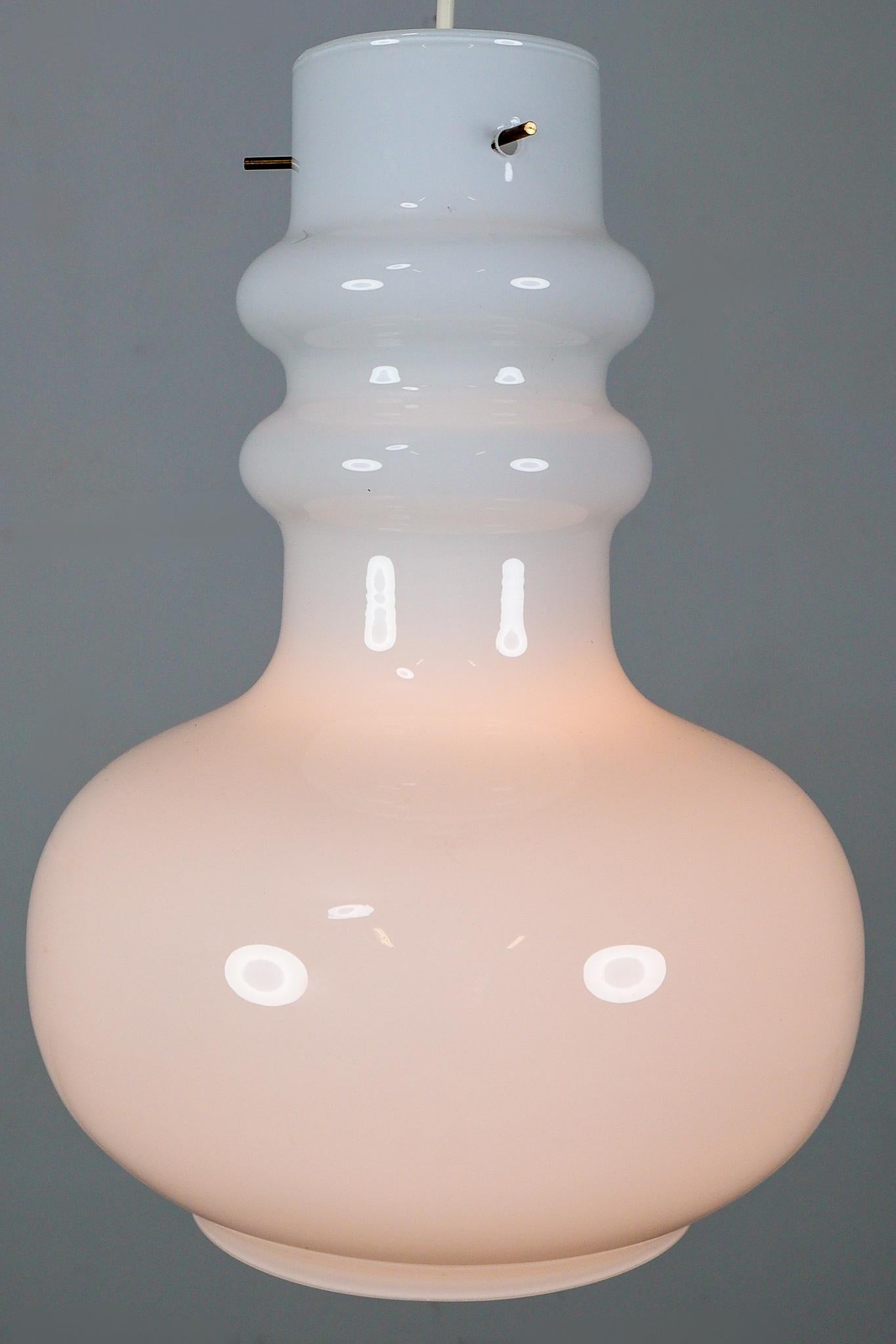 Italian Modern Opaline Glass Pendant Lamp, Italy, 1970s