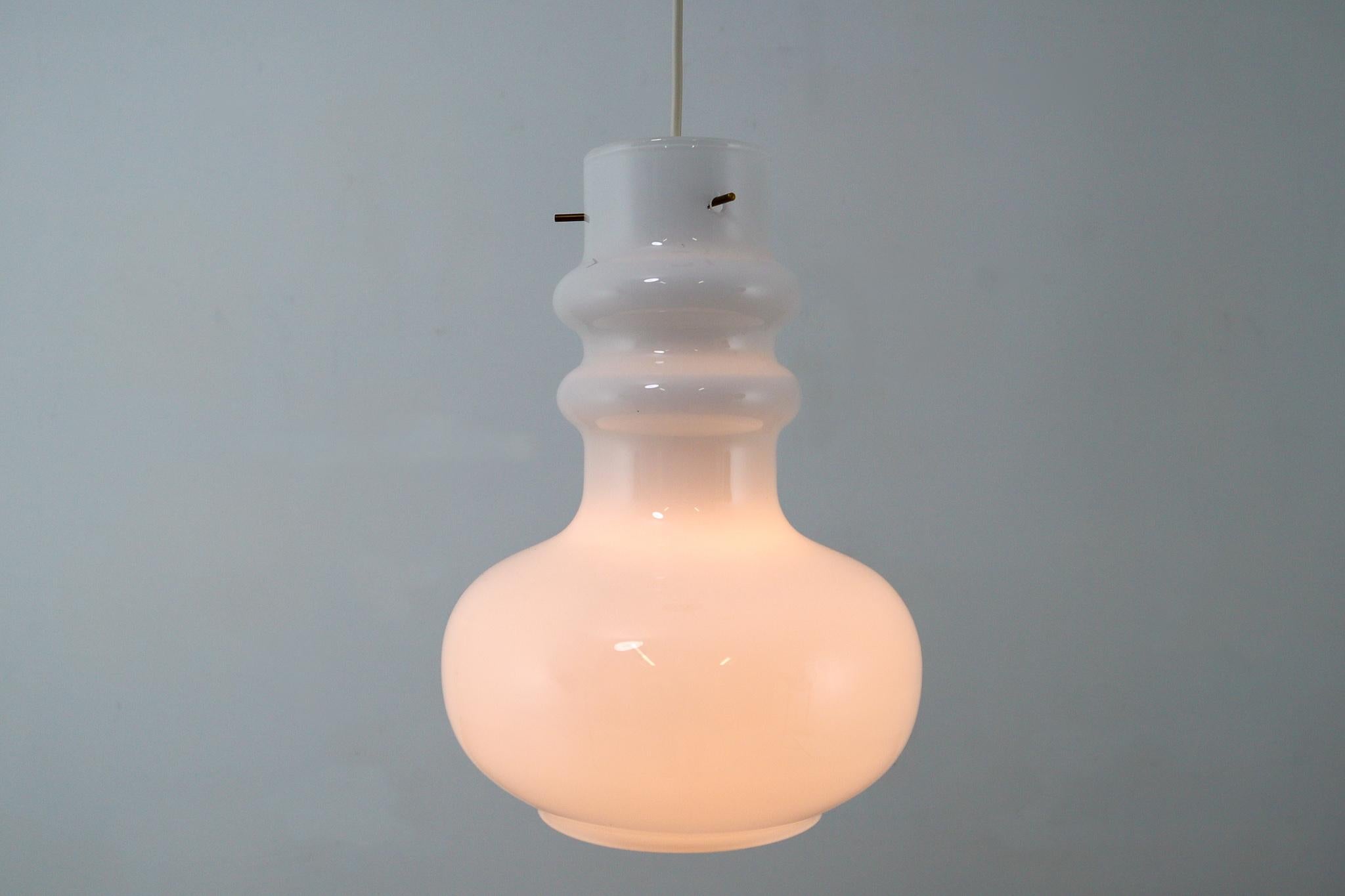 Modern Opaline Glass Pendant Lamp, Italy, 1970s 1