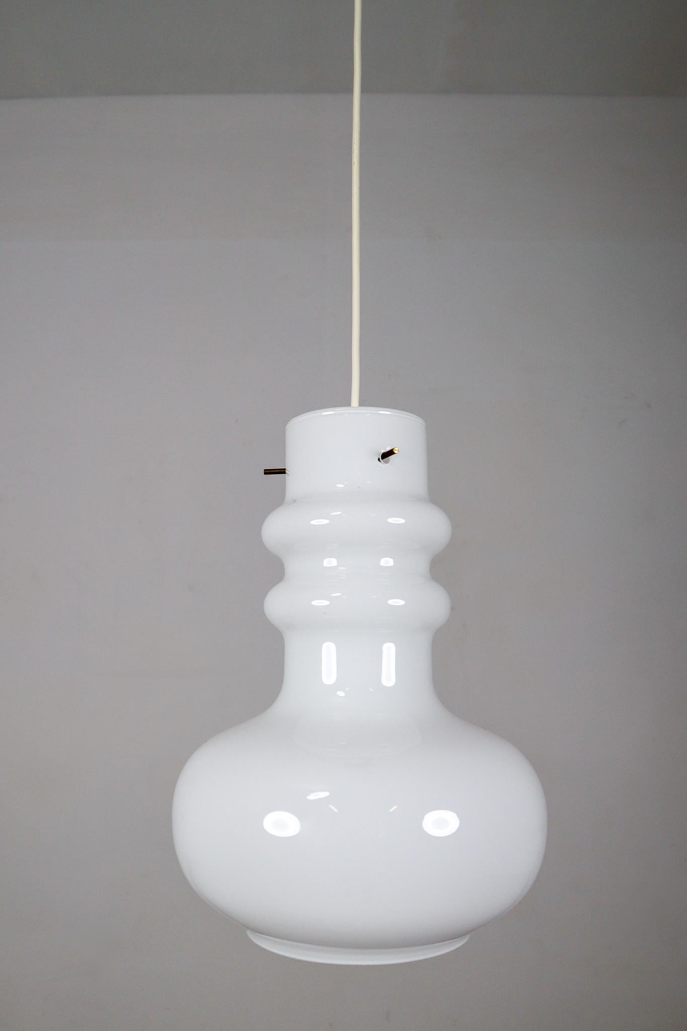 Modern Opaline Glass Pendant Lamp, Italy, 1970s 2