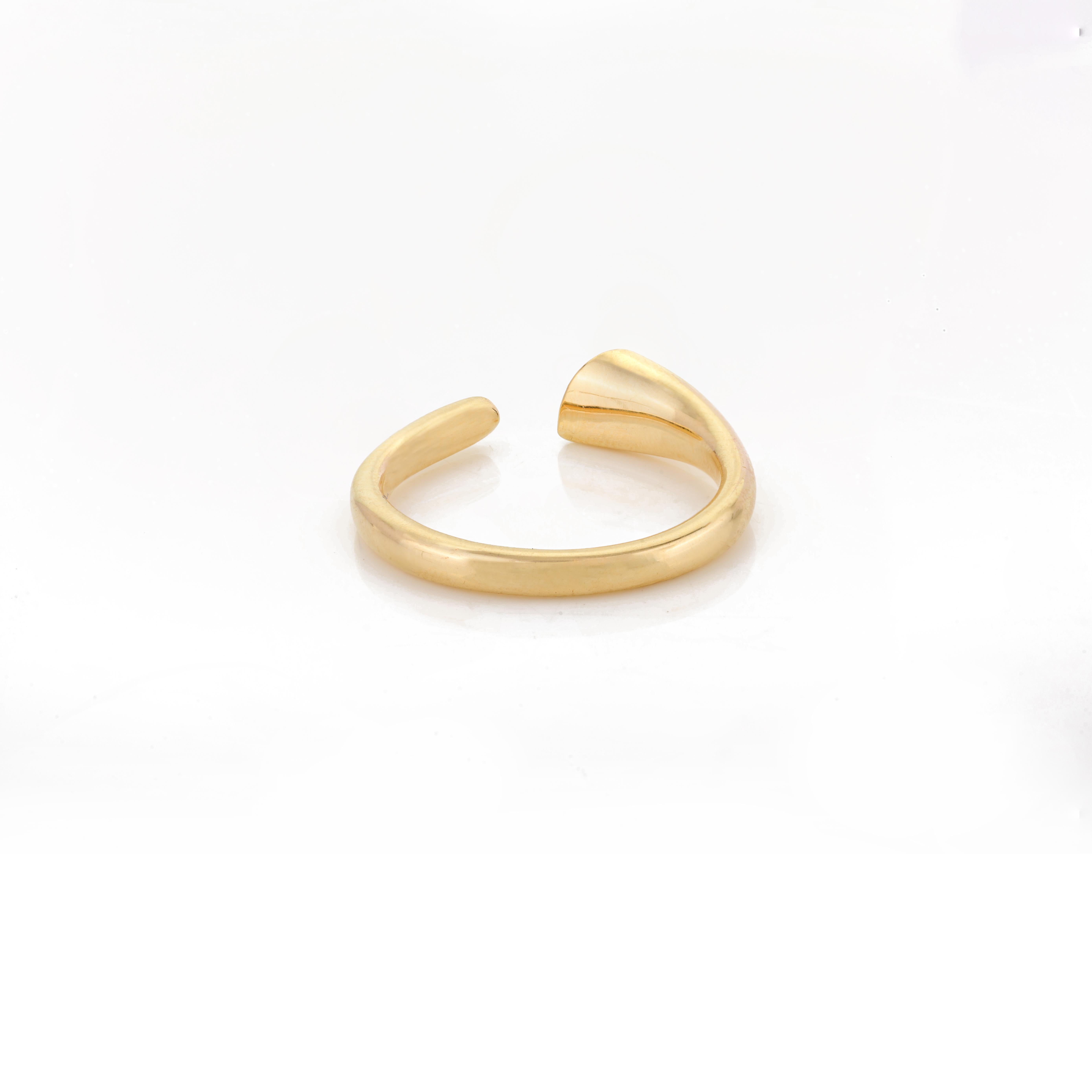 Im Angebot: Moderner offener Mai Geburtsstein Smaragd-Diamant-Ring aus 14k massivem Gelbgold () 6