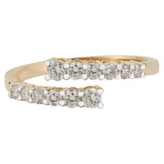 Modern Open Diamond Bypass Band in 14K Yellow Gold Minimalist Stackable Jewelry