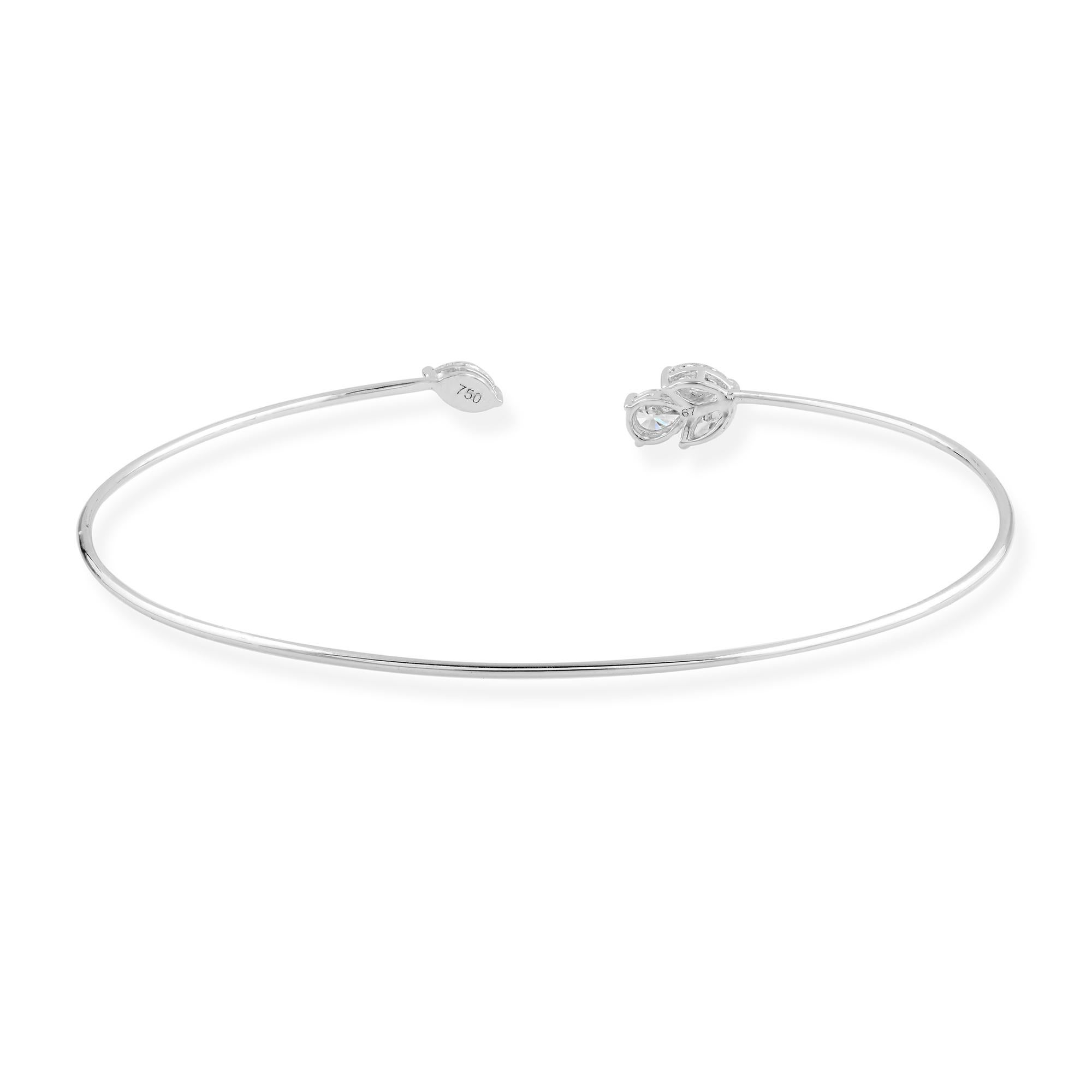 Bracciale moderno aperto con diamanti in oro bianco massiccio 18 ct. in vendita 4
