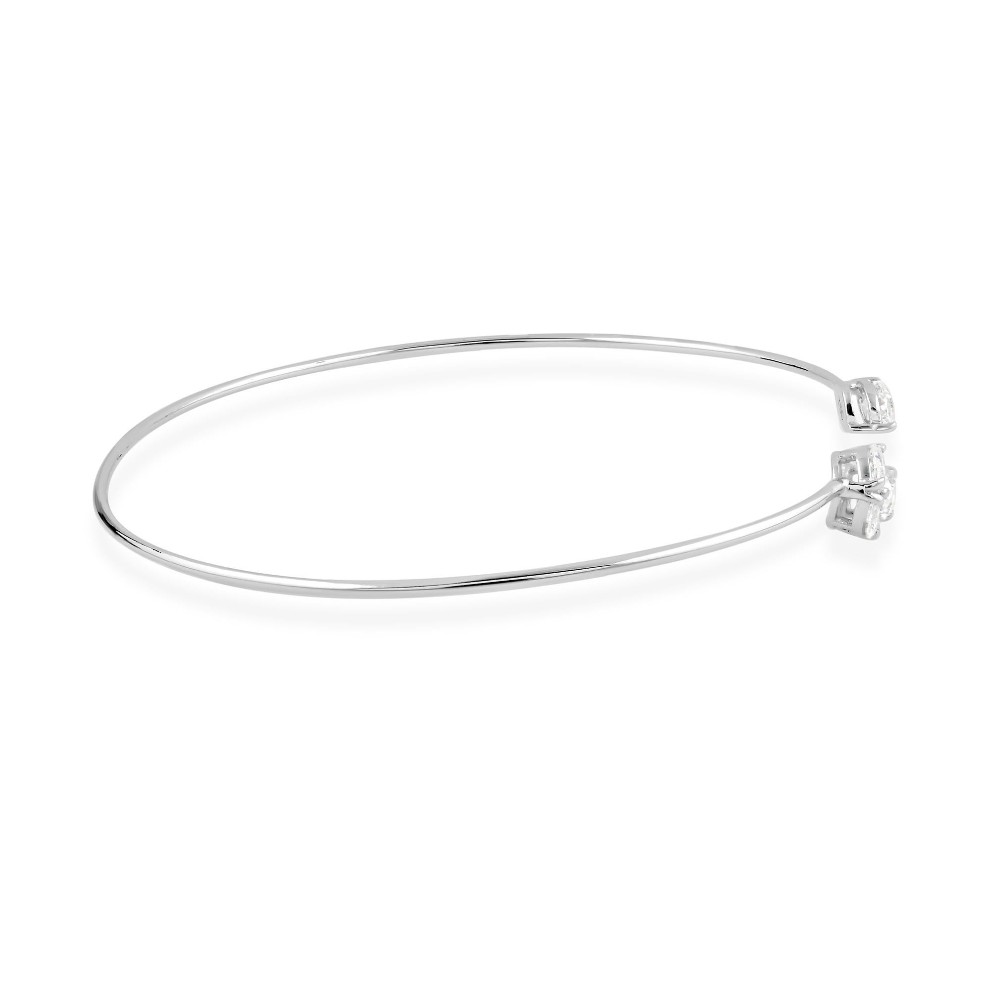 Bracciale moderno aperto con diamanti in oro bianco massiccio 18 ct. in vendita 5