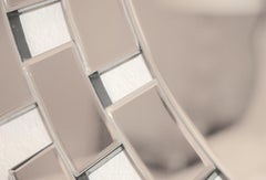 Modern Open Link Pattern Clear Round Wall Mirror-Beveled Edges