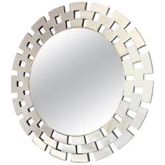 Modern Open Link Pattern Clear Round Wall Mirror-Beveled Edges
