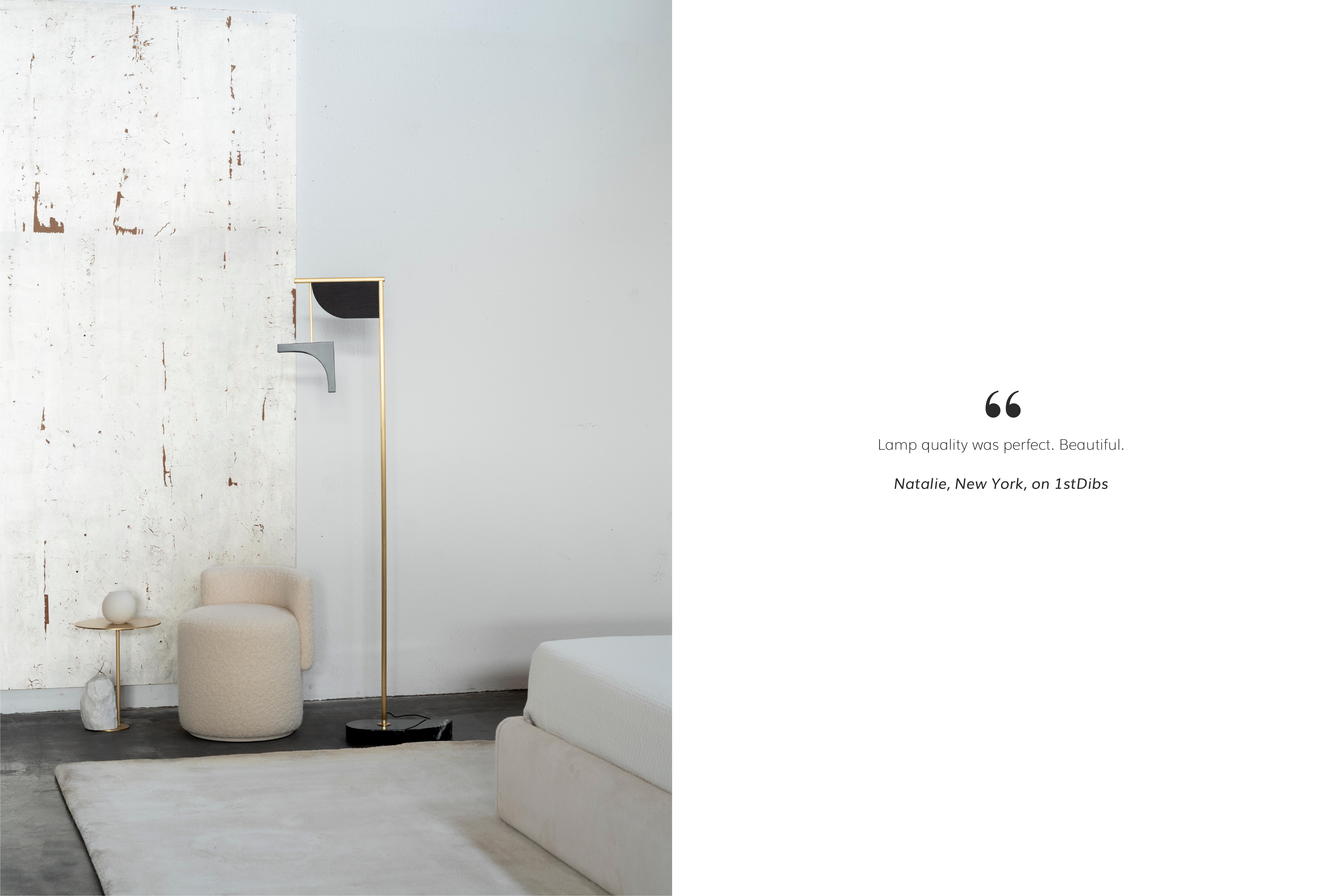 Portuguese Modern Opposite Floor Lamp, Black Marble Brass, Handmade Portugal by Greenapple For Sale
