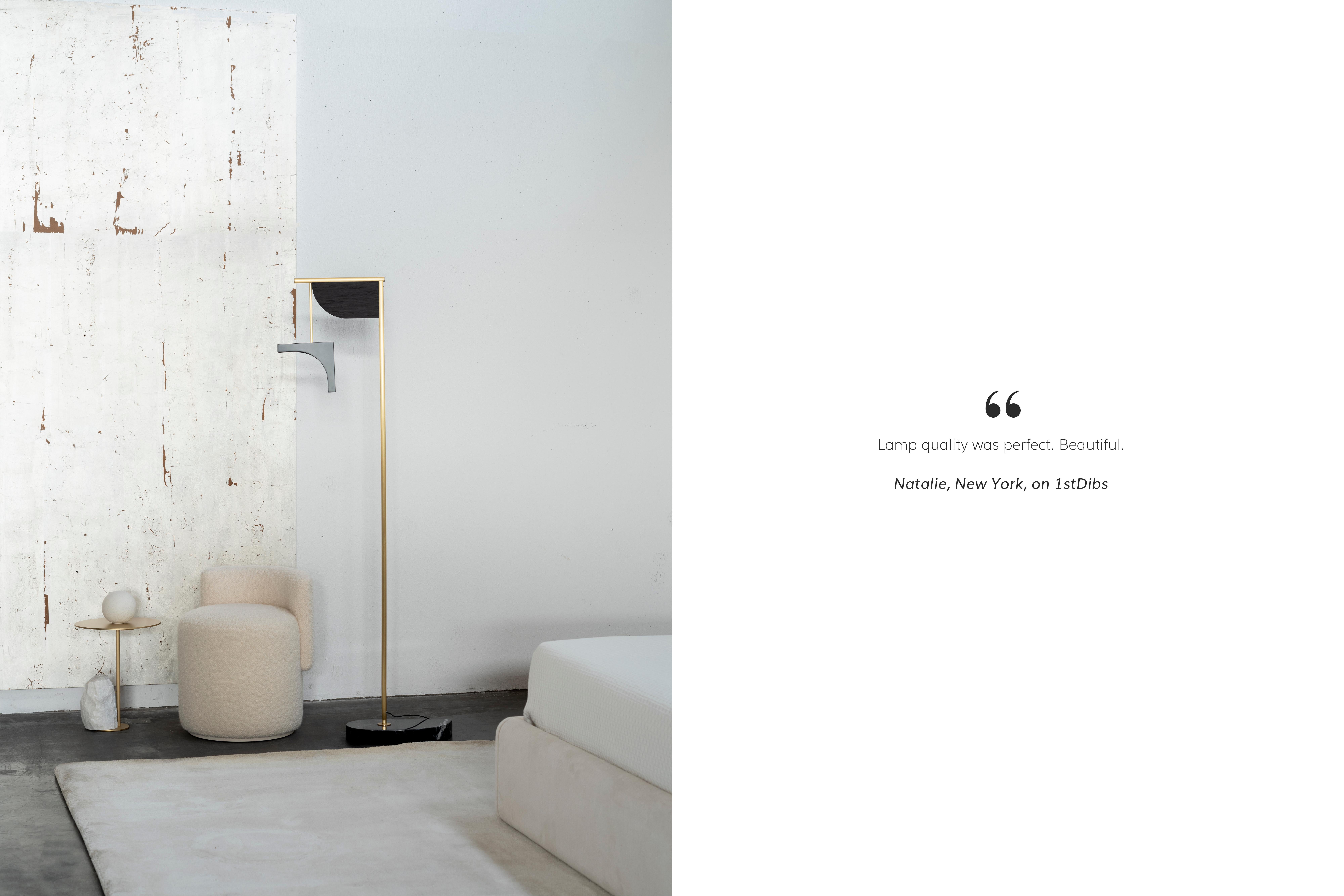 Contemporary Modern Opposite Floor Lamp, Black Marble Brass, Handmade Portugal by Greenapple For Sale
