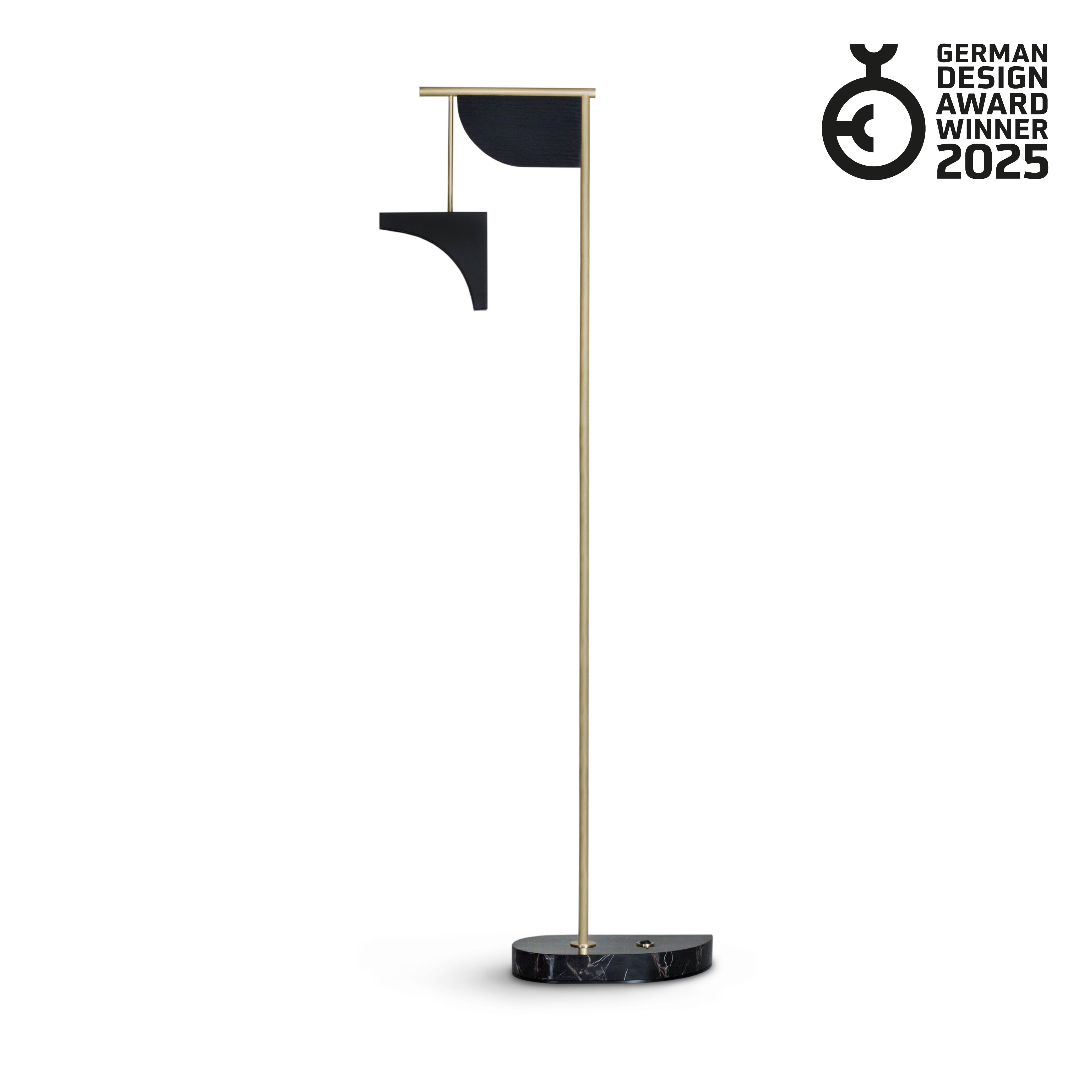 Modern Opposite Floor Lamp, Black Marble Brass, Handmade Portugal by Greenapple