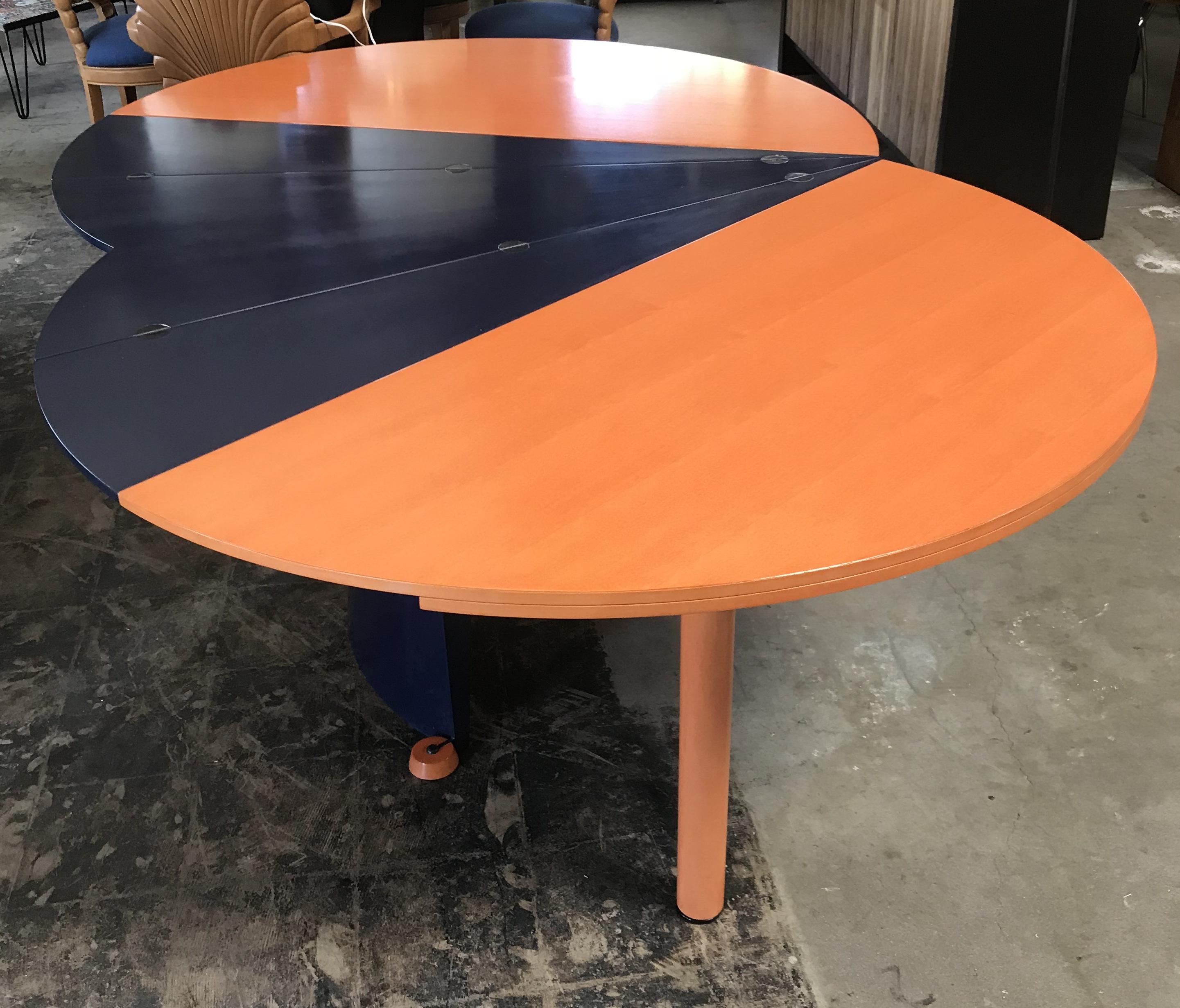 Brushed Modern Orange and Blue Dining Table by Castelijn