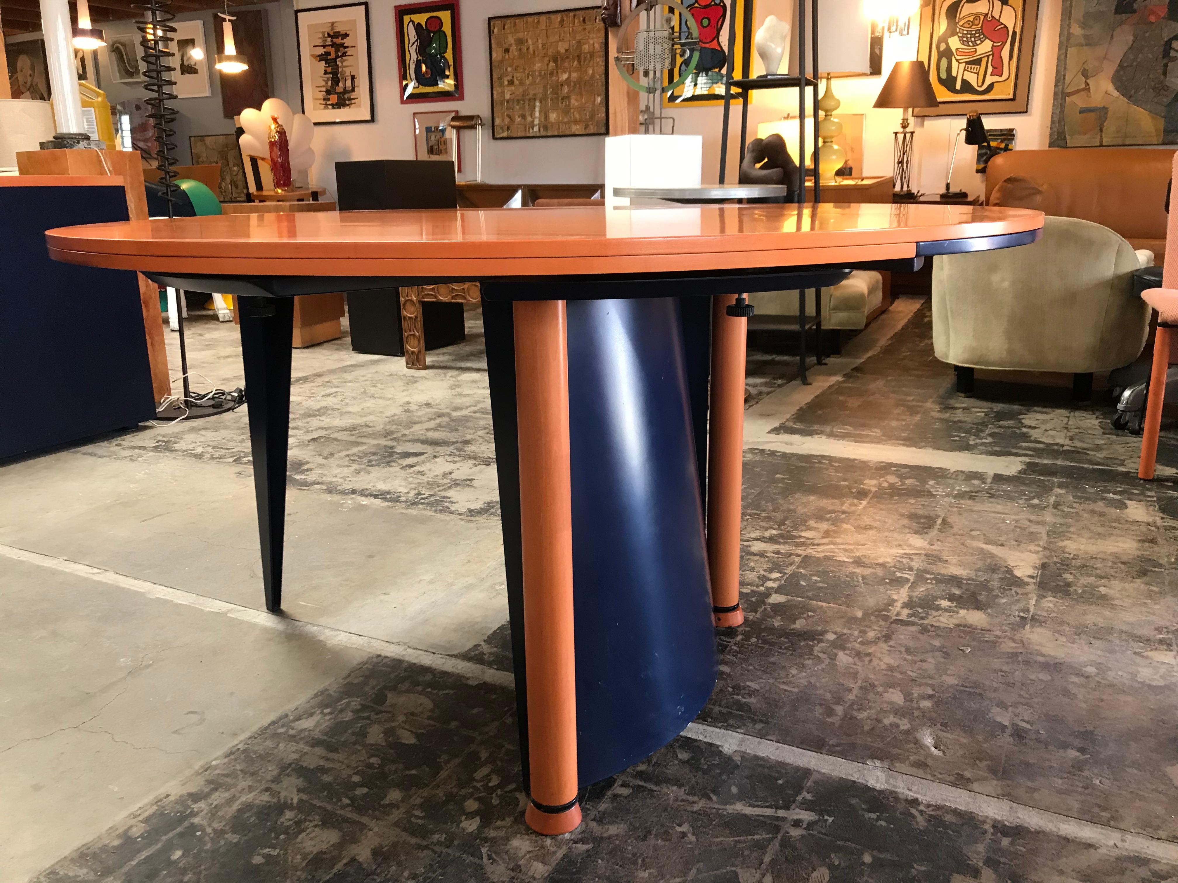 Modern Orange and Blue Dining Table by Castelijn In Good Condition In Pasadena, CA