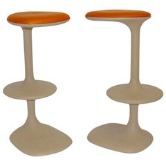 Modern Orange and Brown Pair of Vintage Plastic Stools by Karim Rashid, Italy 