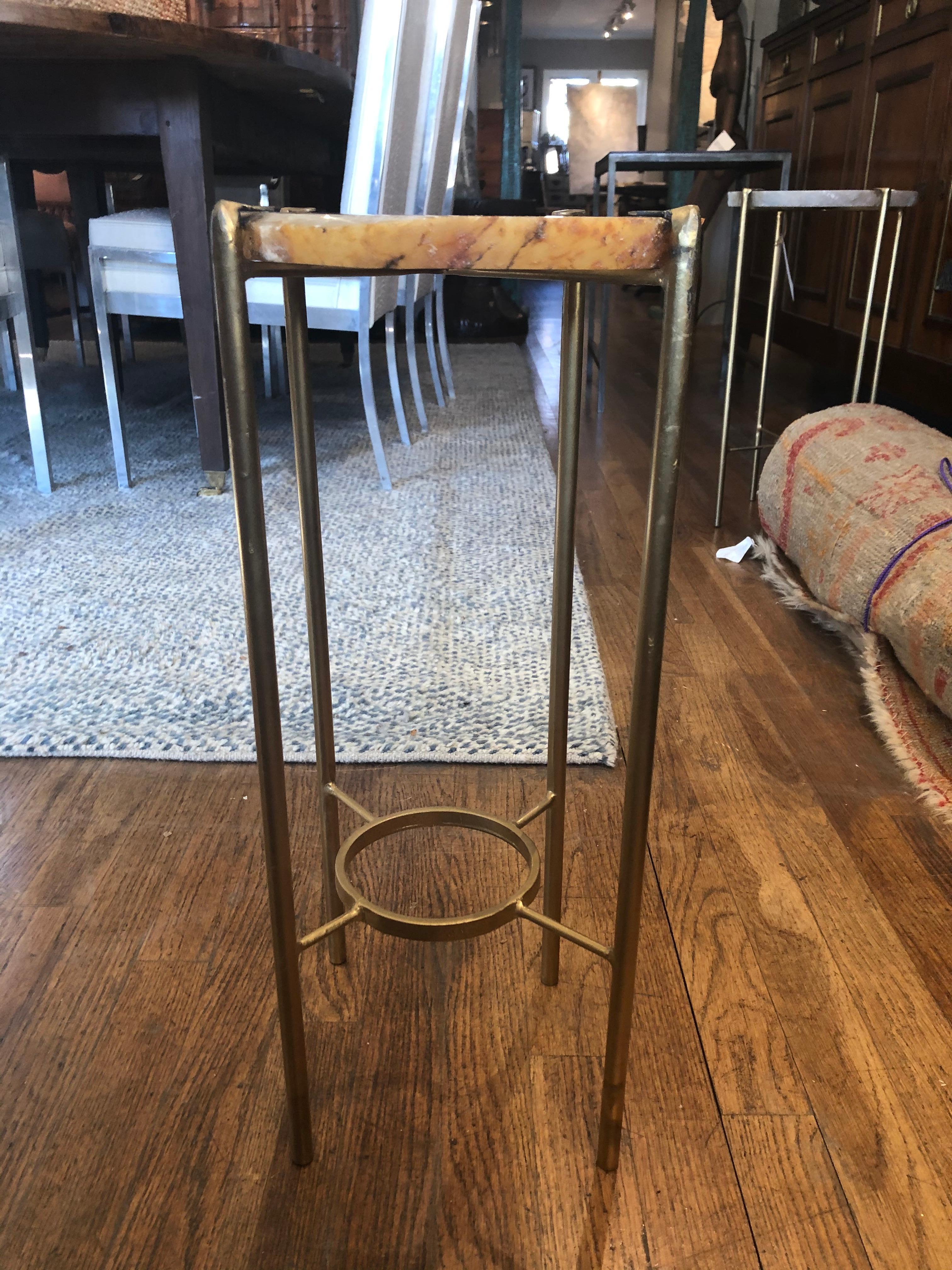 Hand-Crafted Modern Orange and Smokey White Quartz Tea Table