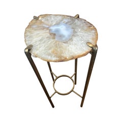 Modern Orange and Smokey White Quartz Tea Table Modern Orange and Smokey White Quartz Tea Table