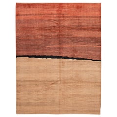 Modern Orange Gabbeh Persian Handmade Wool Rug