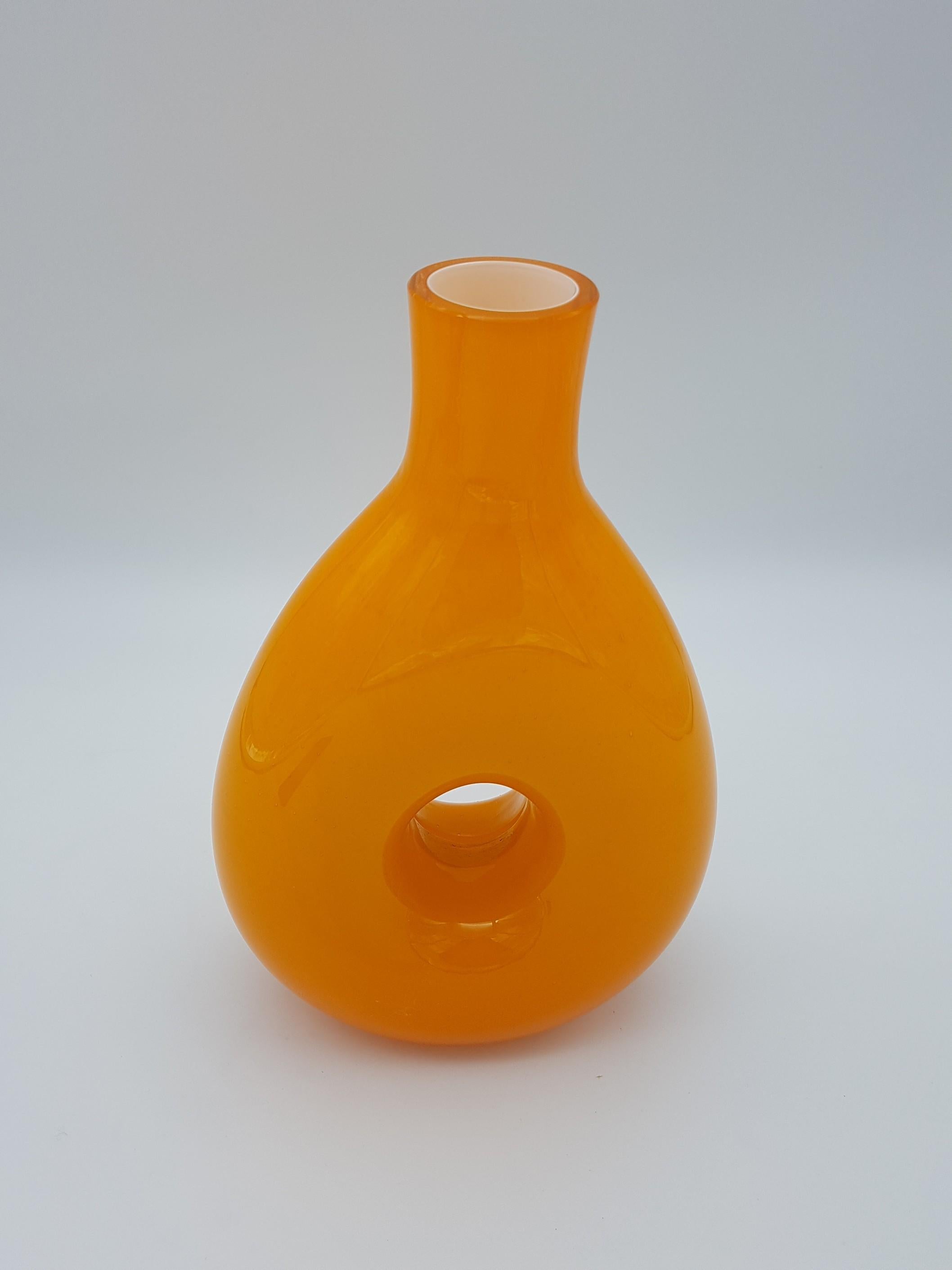 Modern Orange Incamiciato Murano Glass Vase by Gino Cenedese E Figlio, Late 1990 For Sale 6