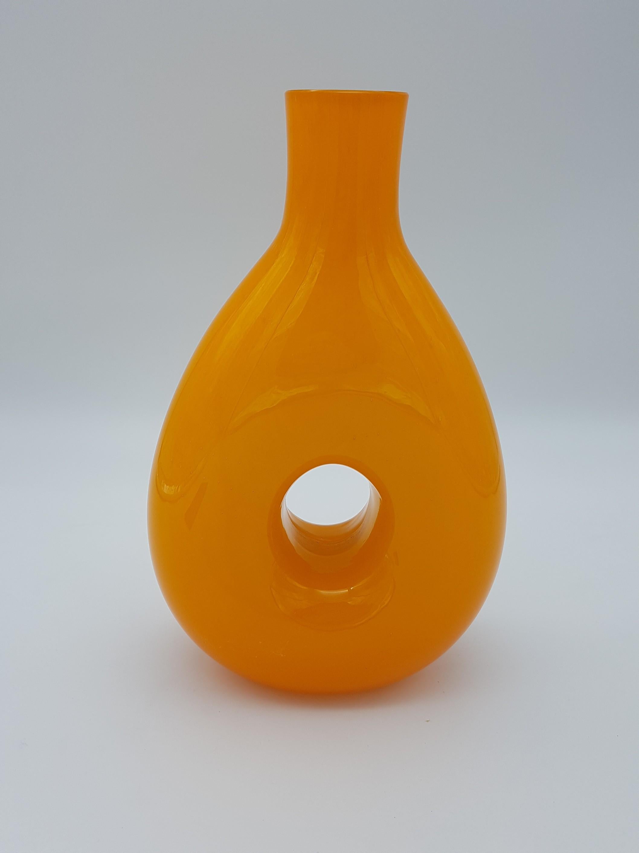 Modern Orange Incamiciato Murano Glass Vase by Gino Cenedese E Figlio, Late 1990 For Sale 7