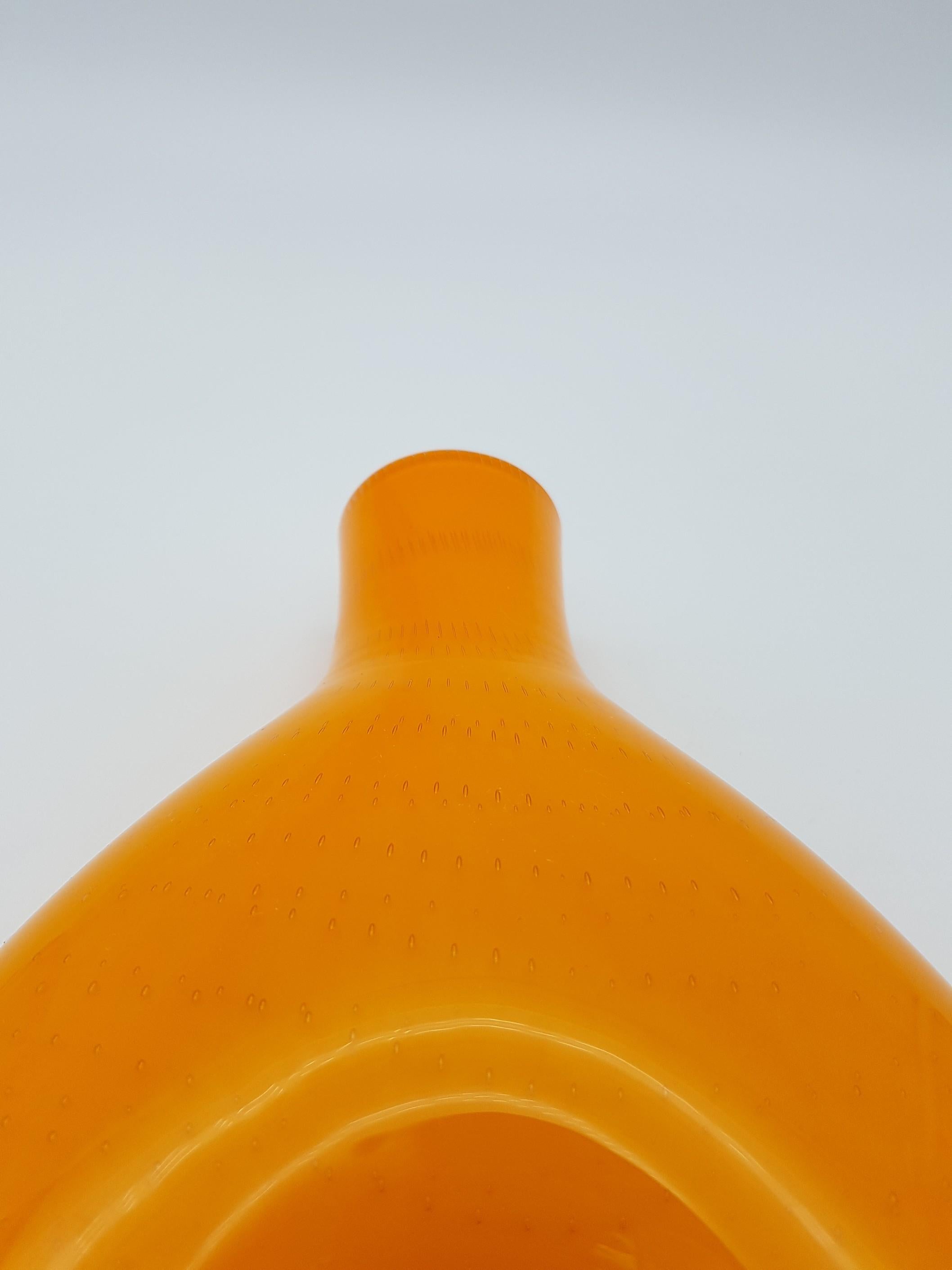 Italian Modern Orange Incamiciato Murano Glass Vase by Gino Cenedese E Figlio, Late 1990 For Sale