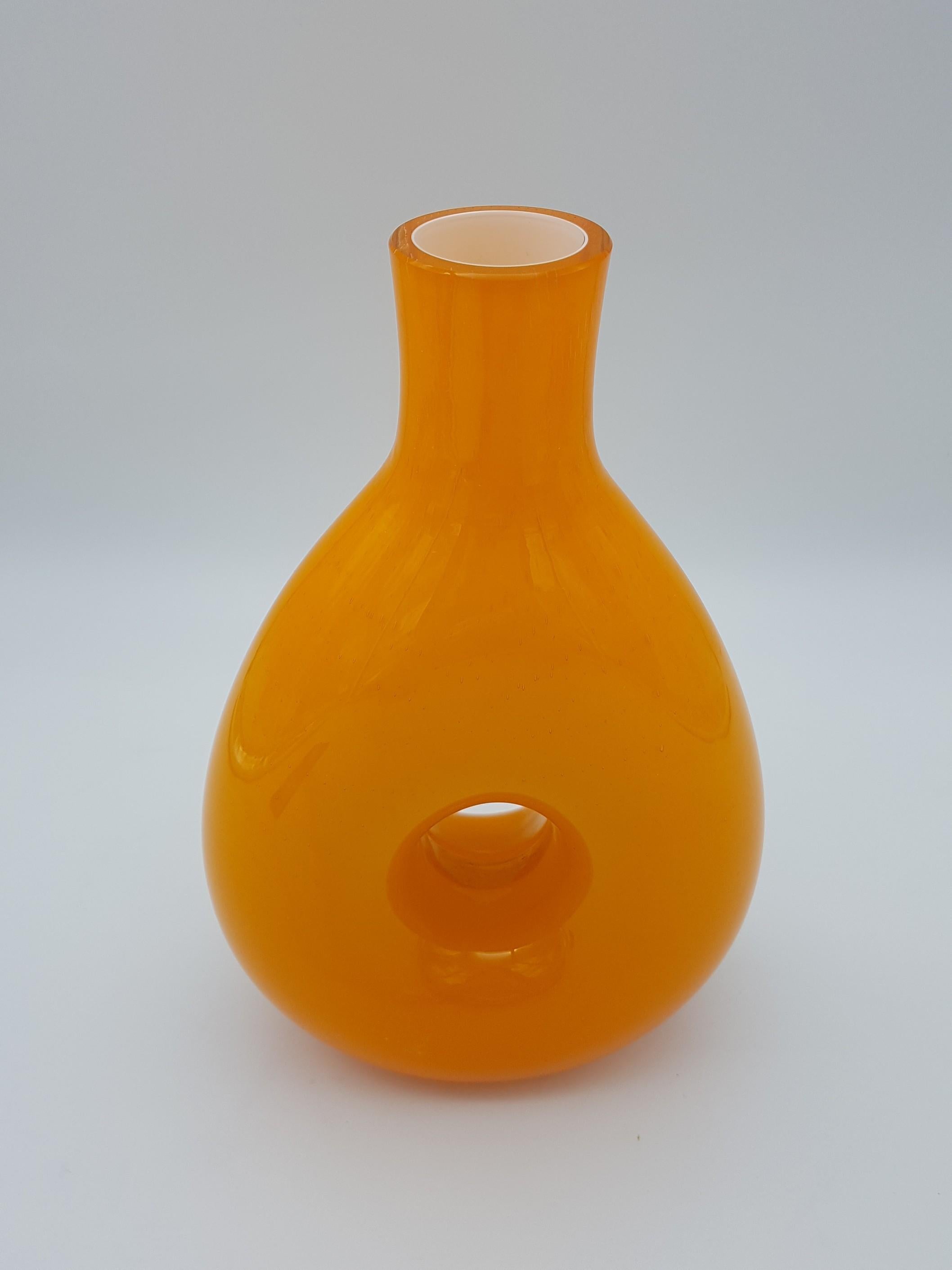 Modern Orange Incamiciato Murano Glass Vase by Gino Cenedese E Figlio, Late 1990 For Sale 2