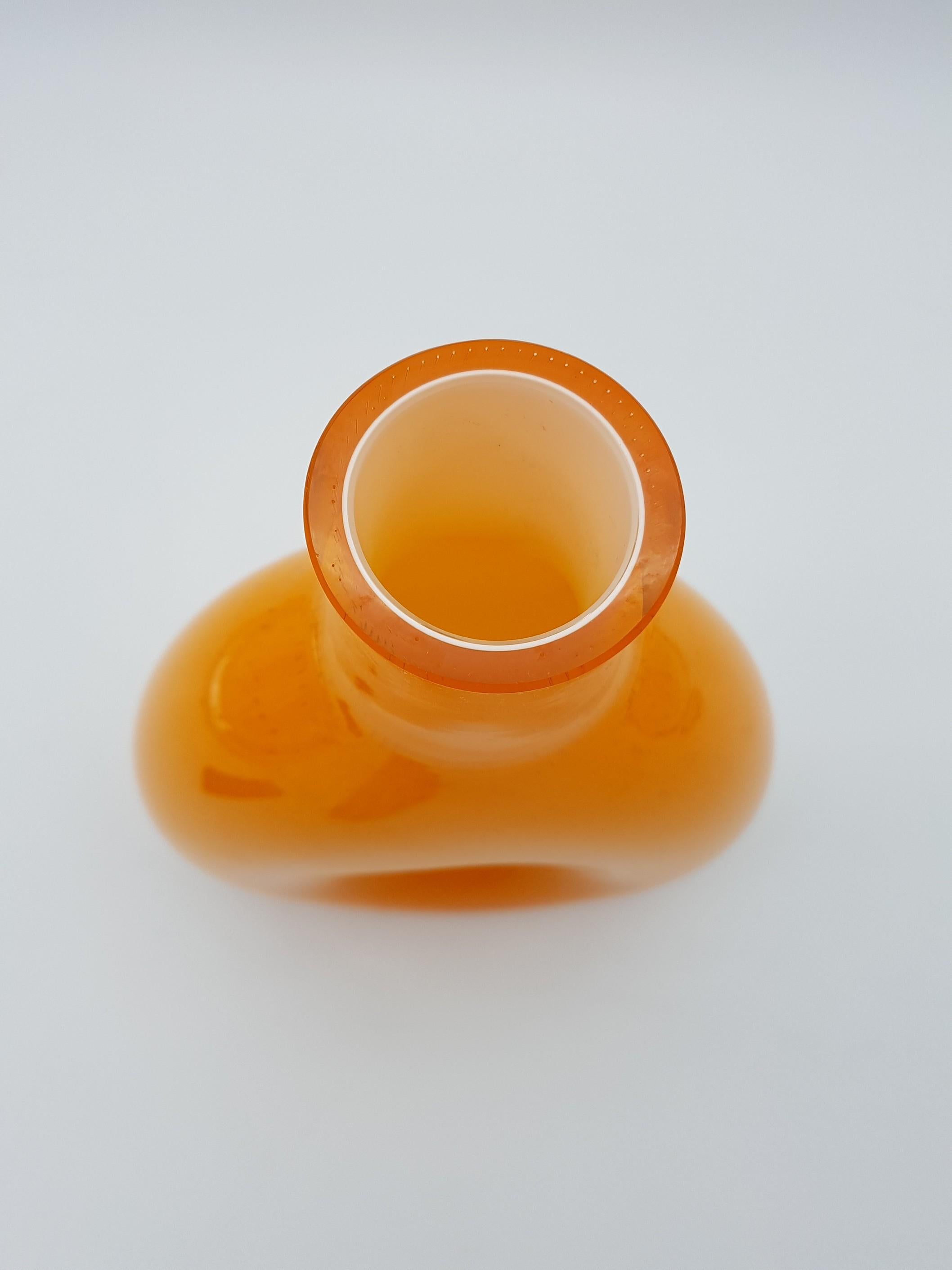 Modern Orange Incamiciato Murano Glass Vase by Gino Cenedese E Figlio, Late 1990 For Sale 3