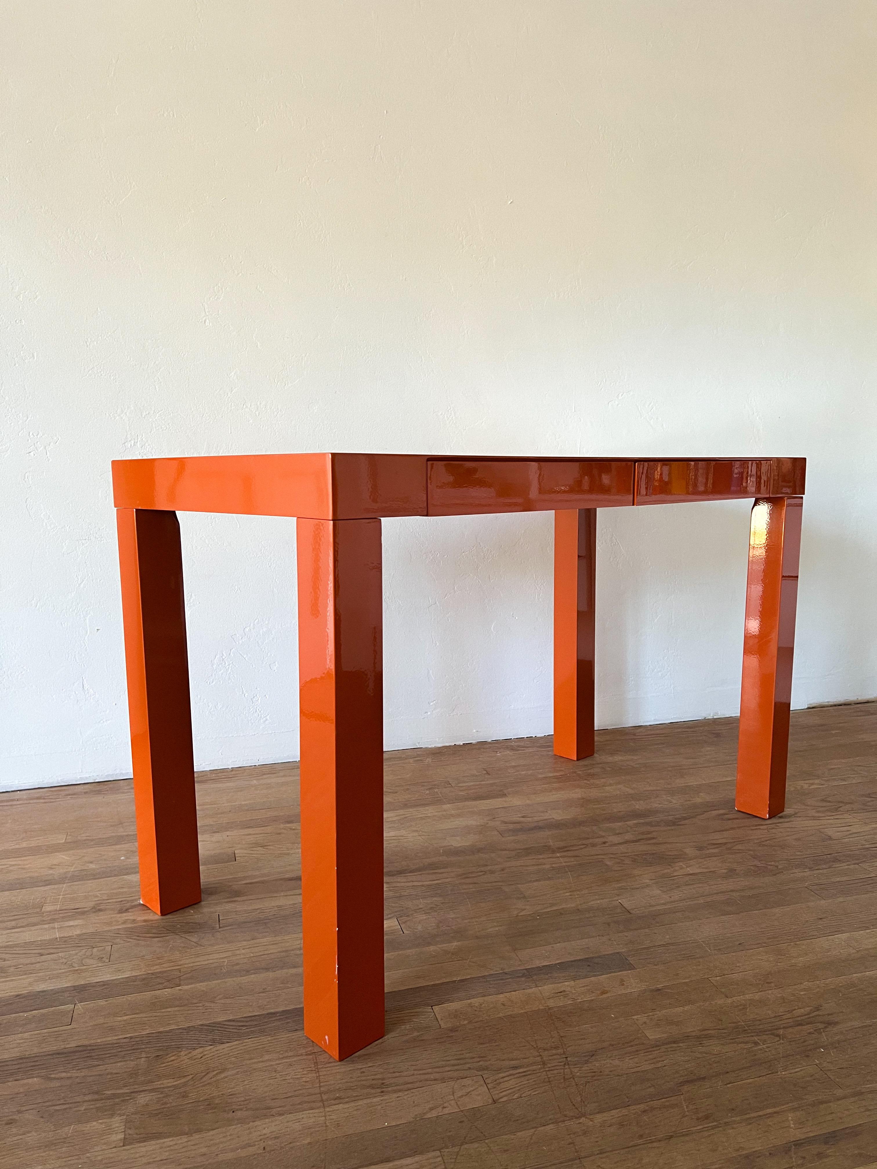 Modern Orange Lacquered Parsons Desk 7