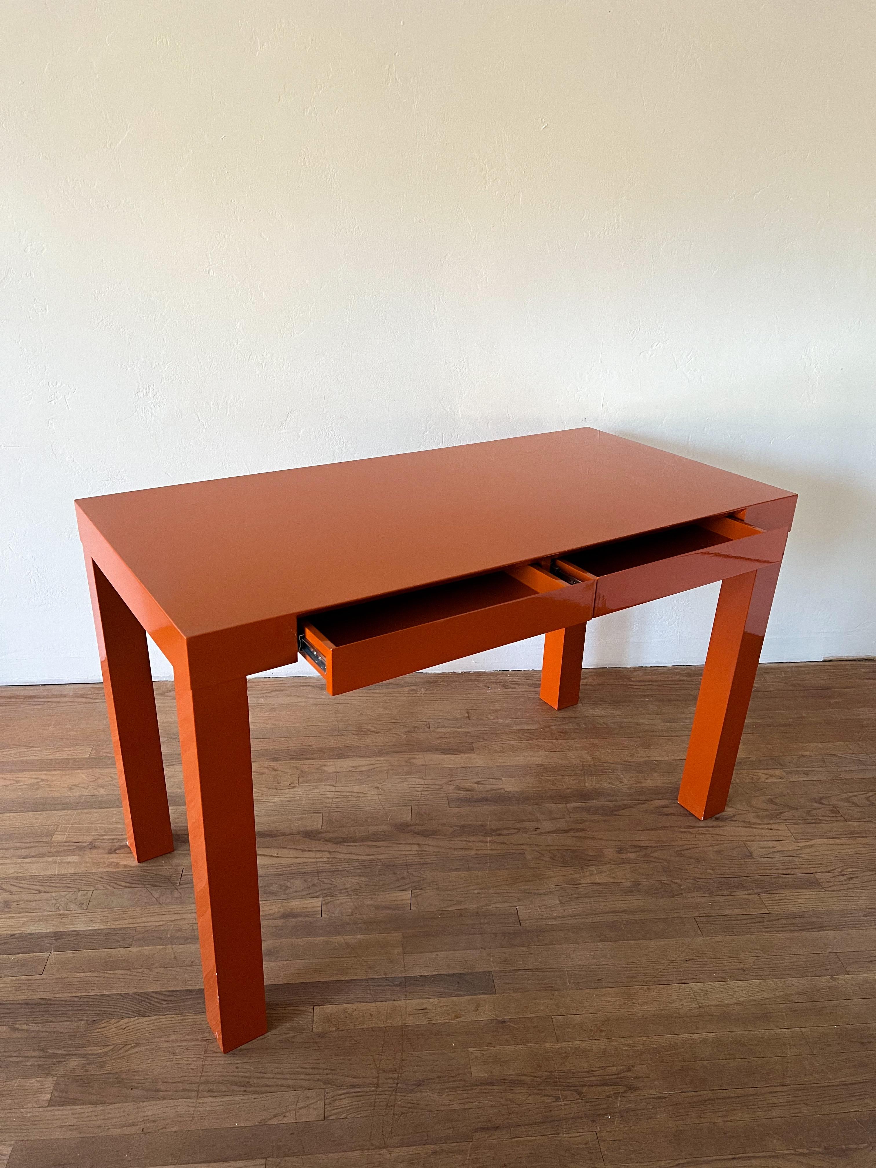 Modern Orange Lacquered Parsons Desk 8
