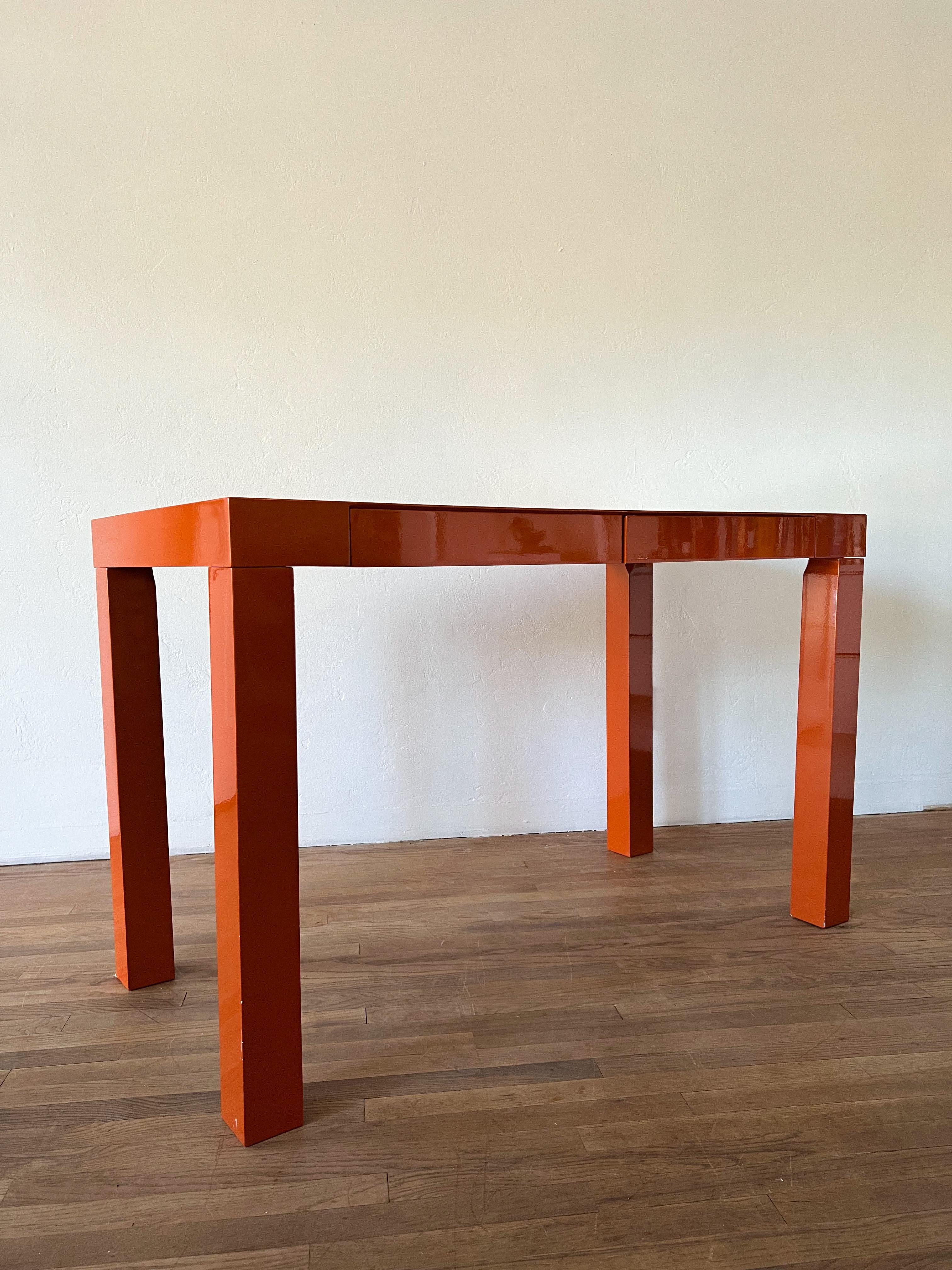 Modern Orange Lacquered Parsons Desk 9