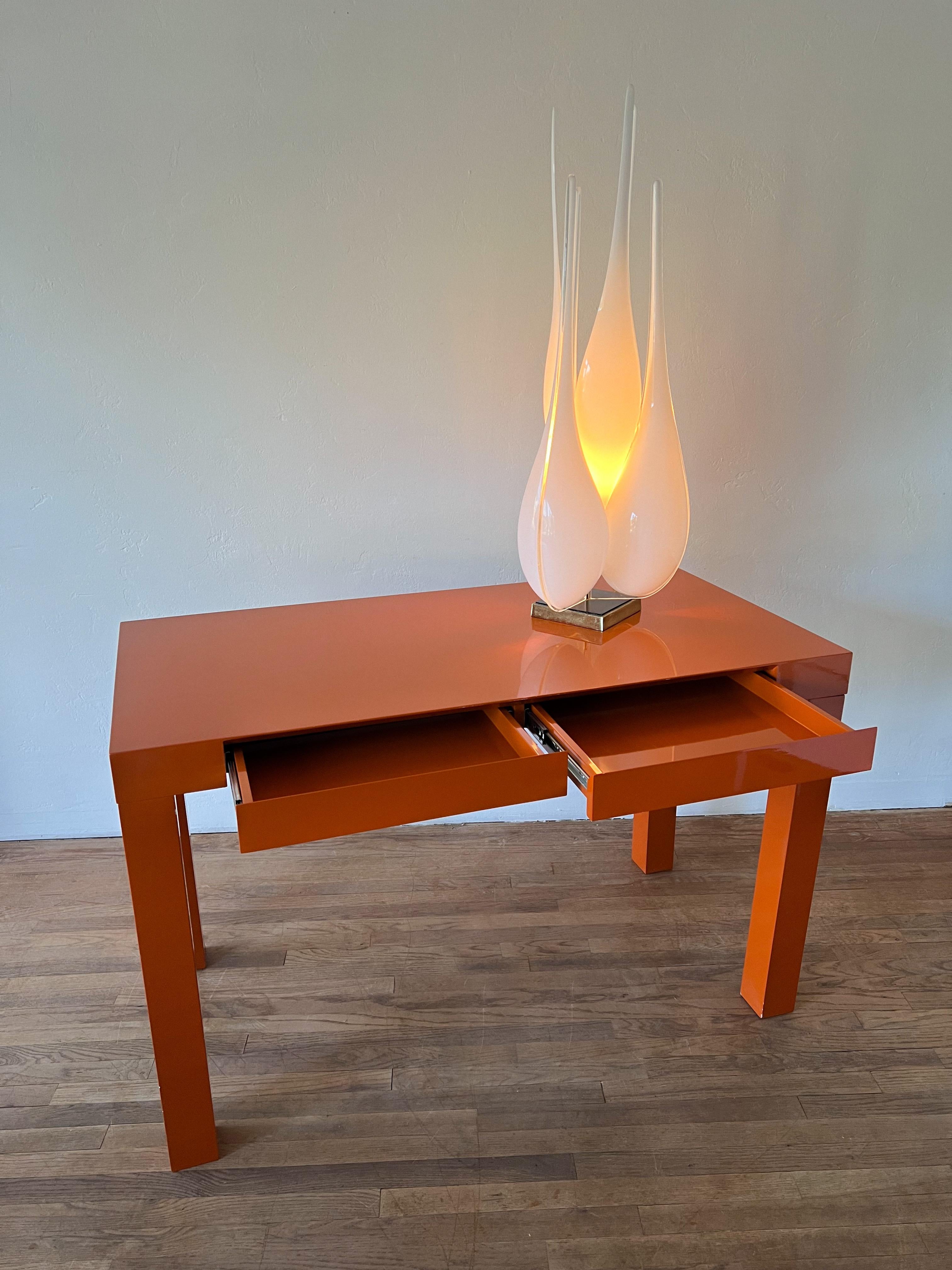 Modern Orange Lacquered Parsons Desk 11