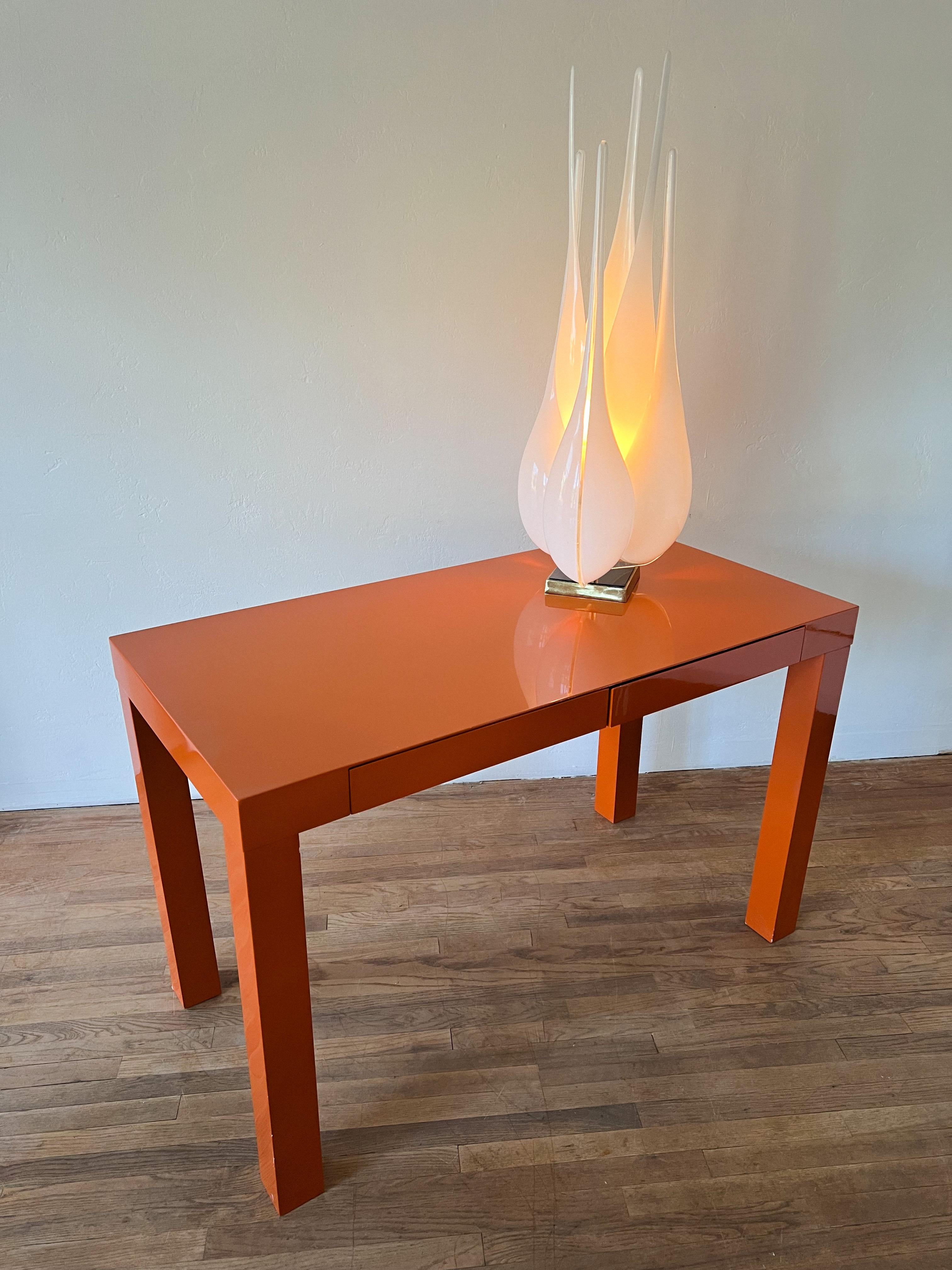 Modern Orange Lacquered Parsons Desk 12