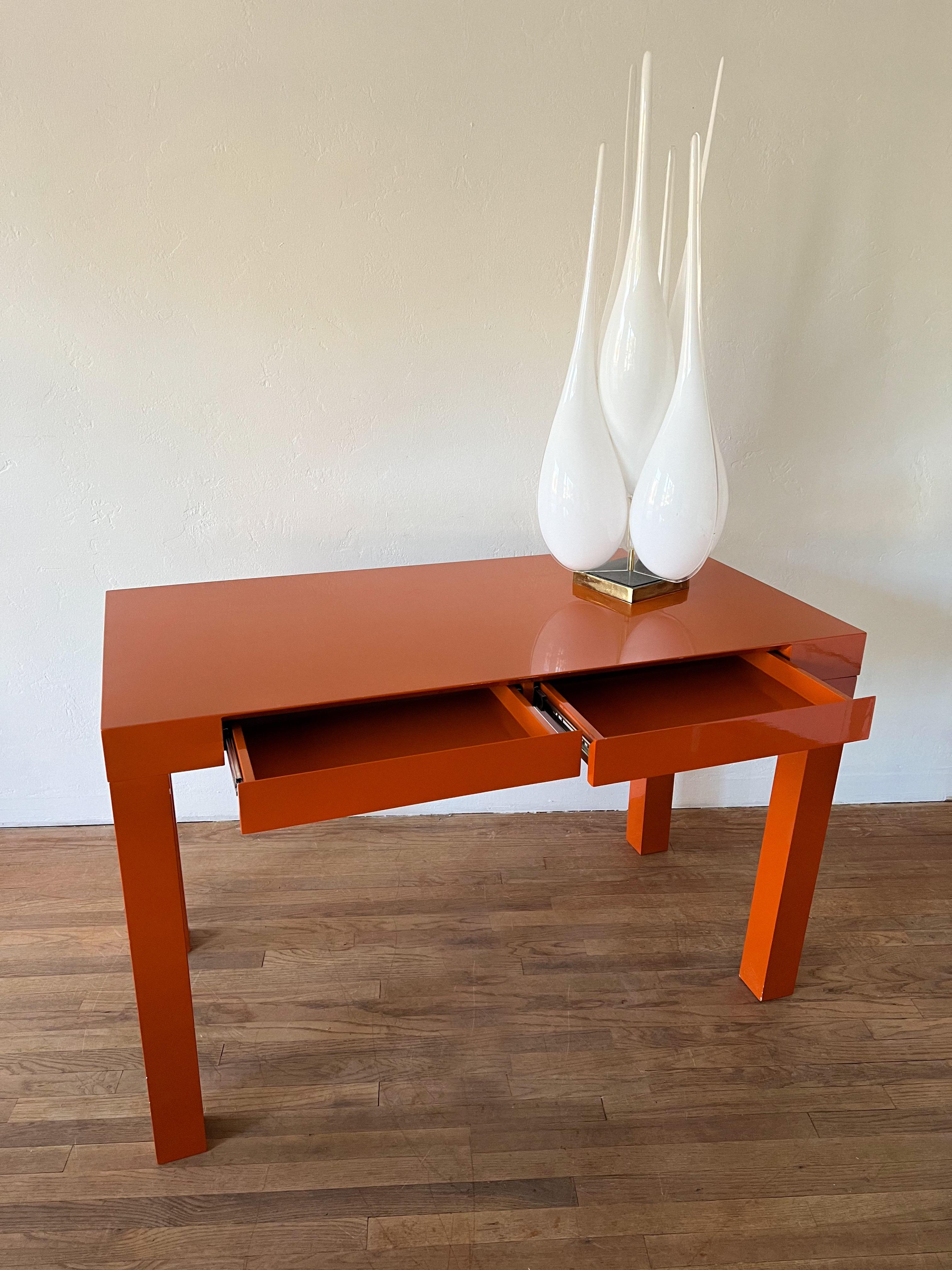 Modern Orange Lacquered Parsons Desk 13