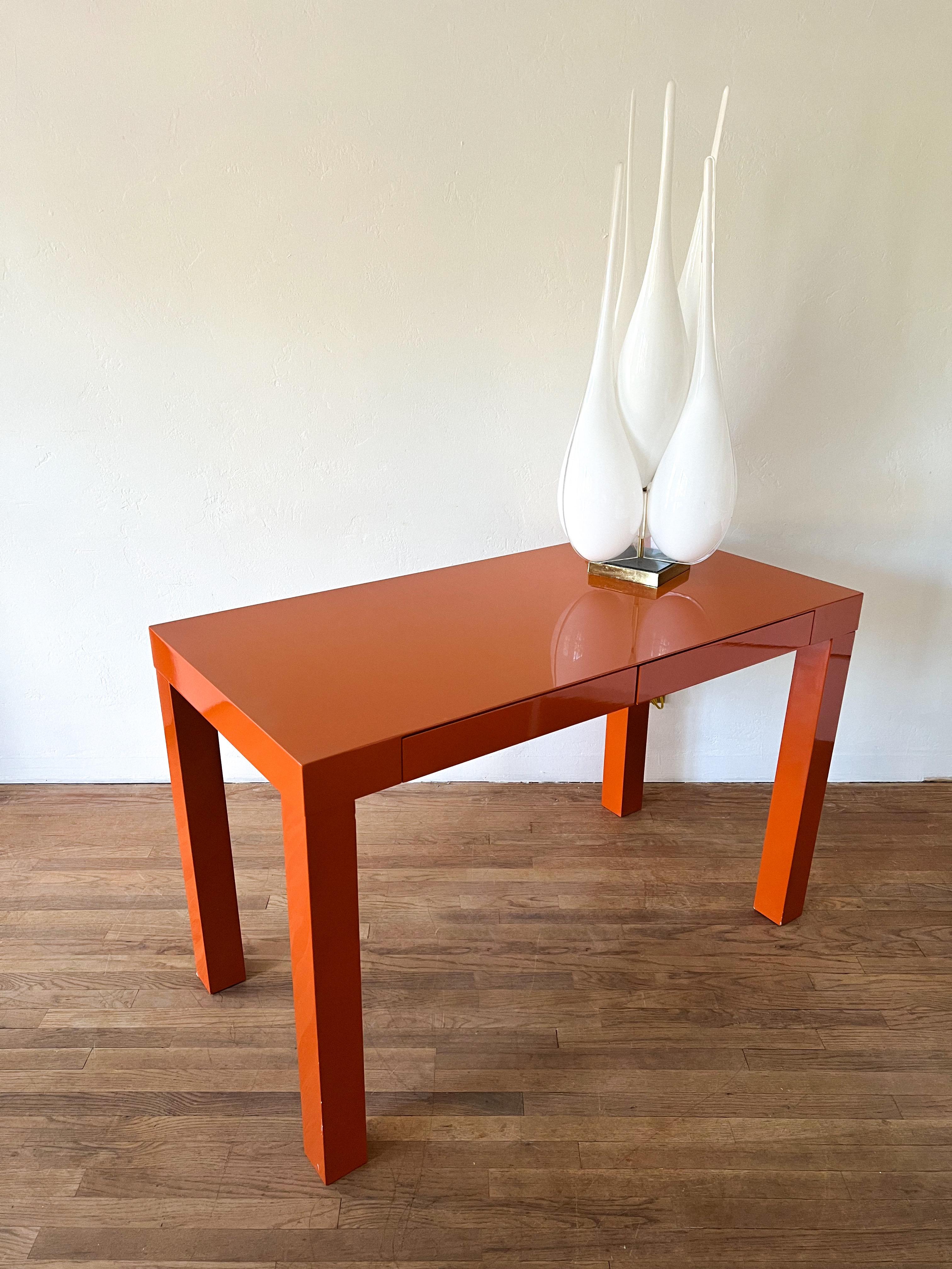 Late 20th Century Modern Orange Lacquered Parsons Desk