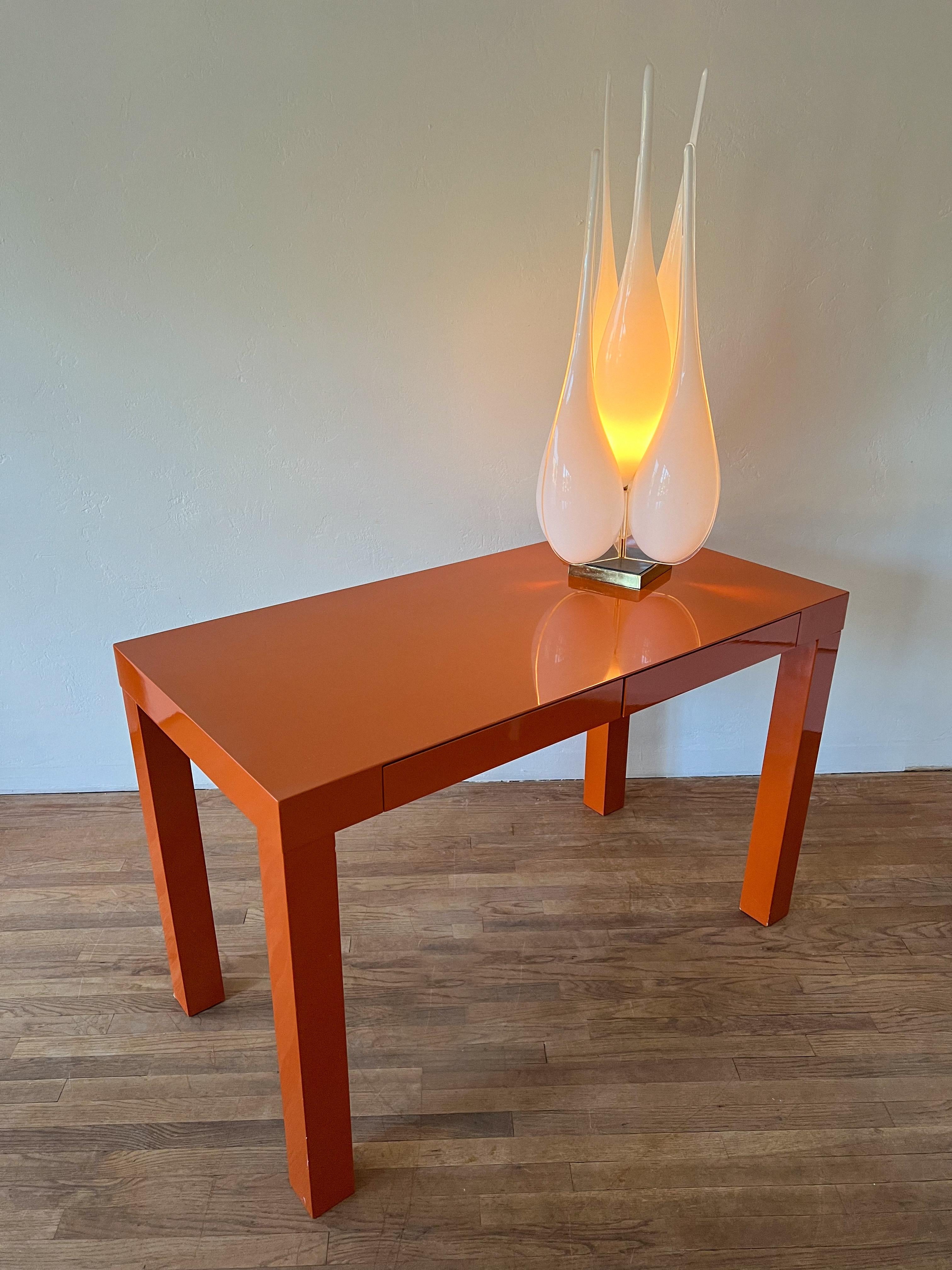 Modern Orange Lacquered Parsons Desk 1