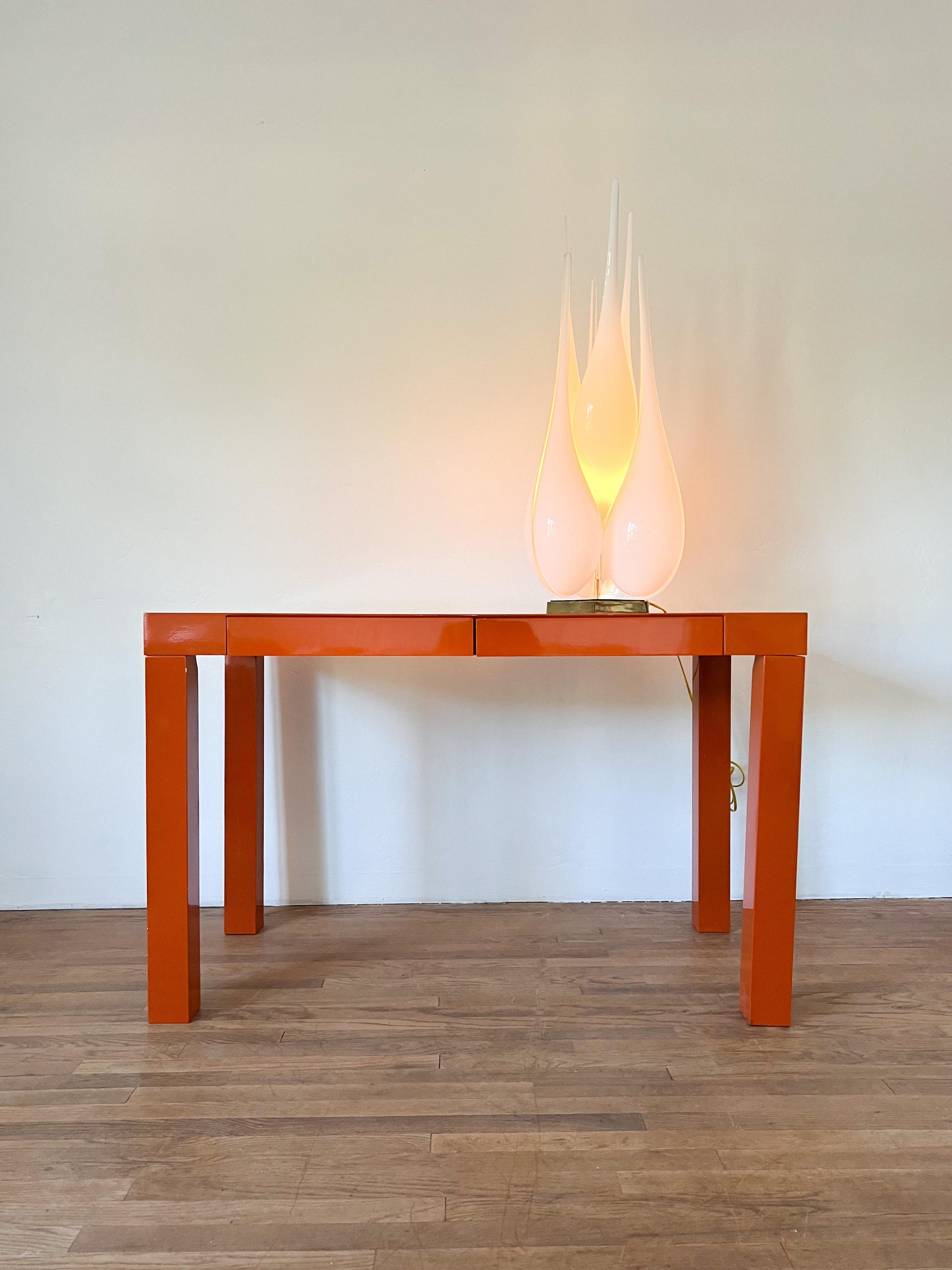 Modern Orange Lacquered Parsons Desk 5