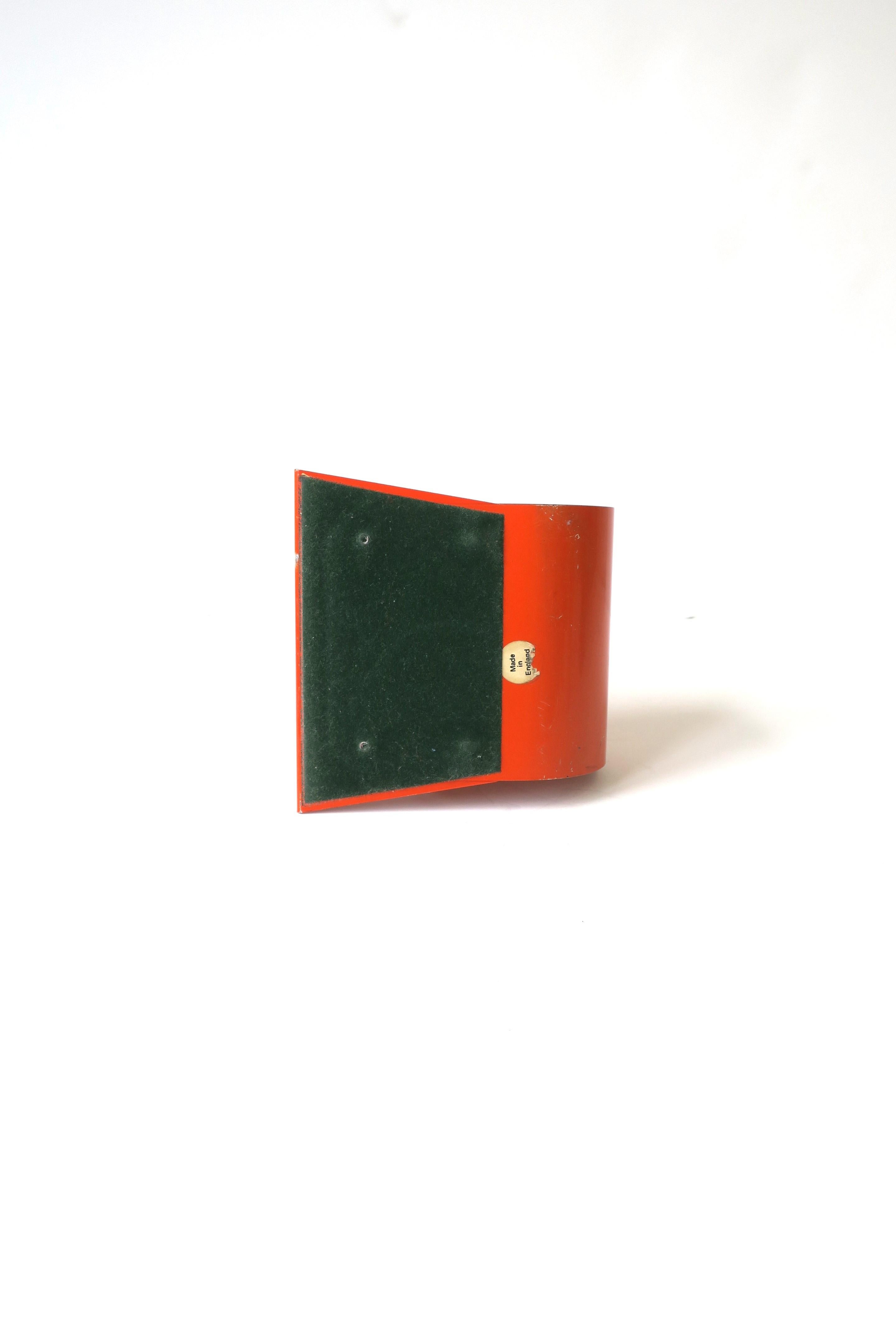 Midcentury Modern Expandable Orange Metal Bookend Holder, Made in England For Sale 5